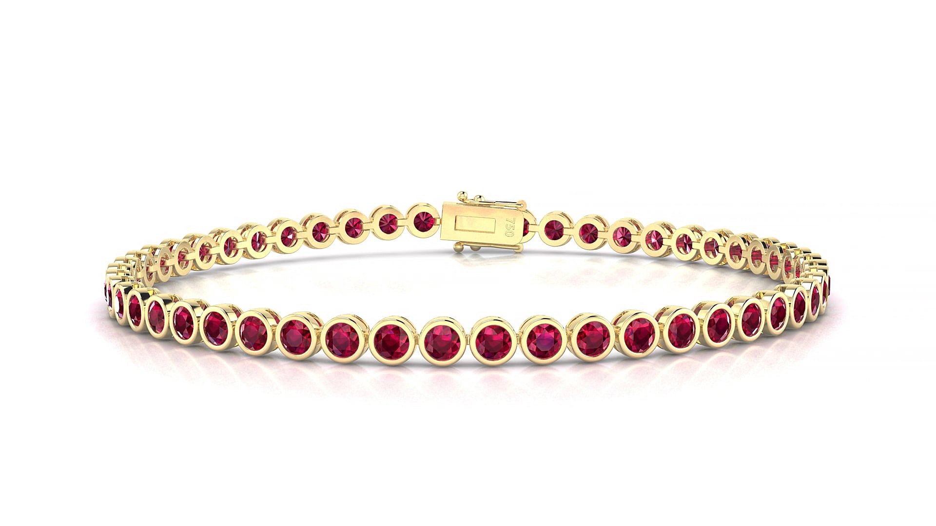 Avila | 18k Yellow Gold 2.5 mm Round Natural Ruby 18 cm Tennis Bracelet