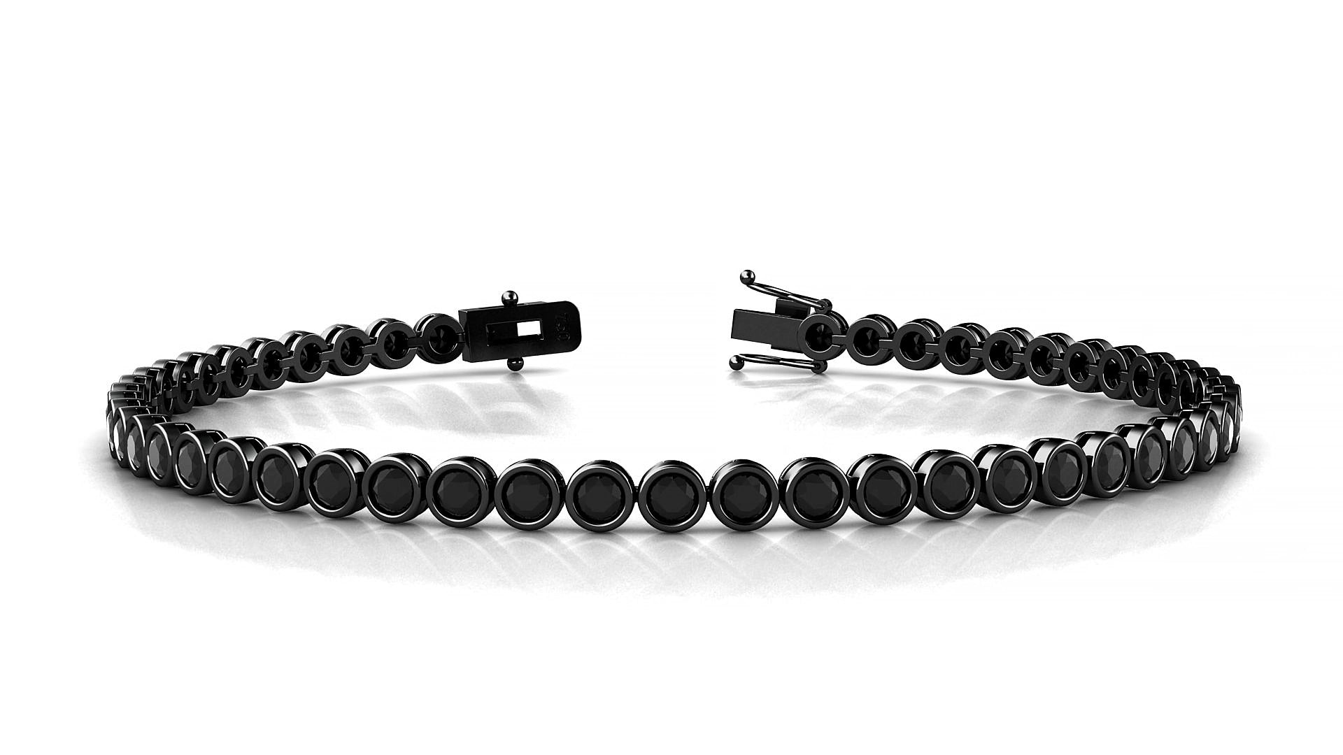Avila | 18k Black Gold 2.5 mm Round Natural Black Diamond 16 cm Tennis Bracelet