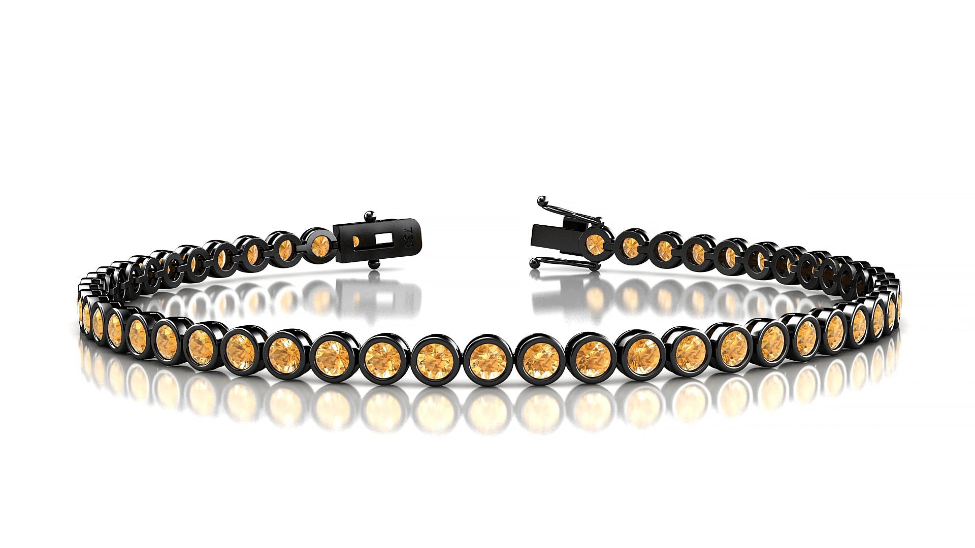 Avila | 18k Black Gold 2.5 mm Round Natural Citrine 17 cm Tennis Bracelet
