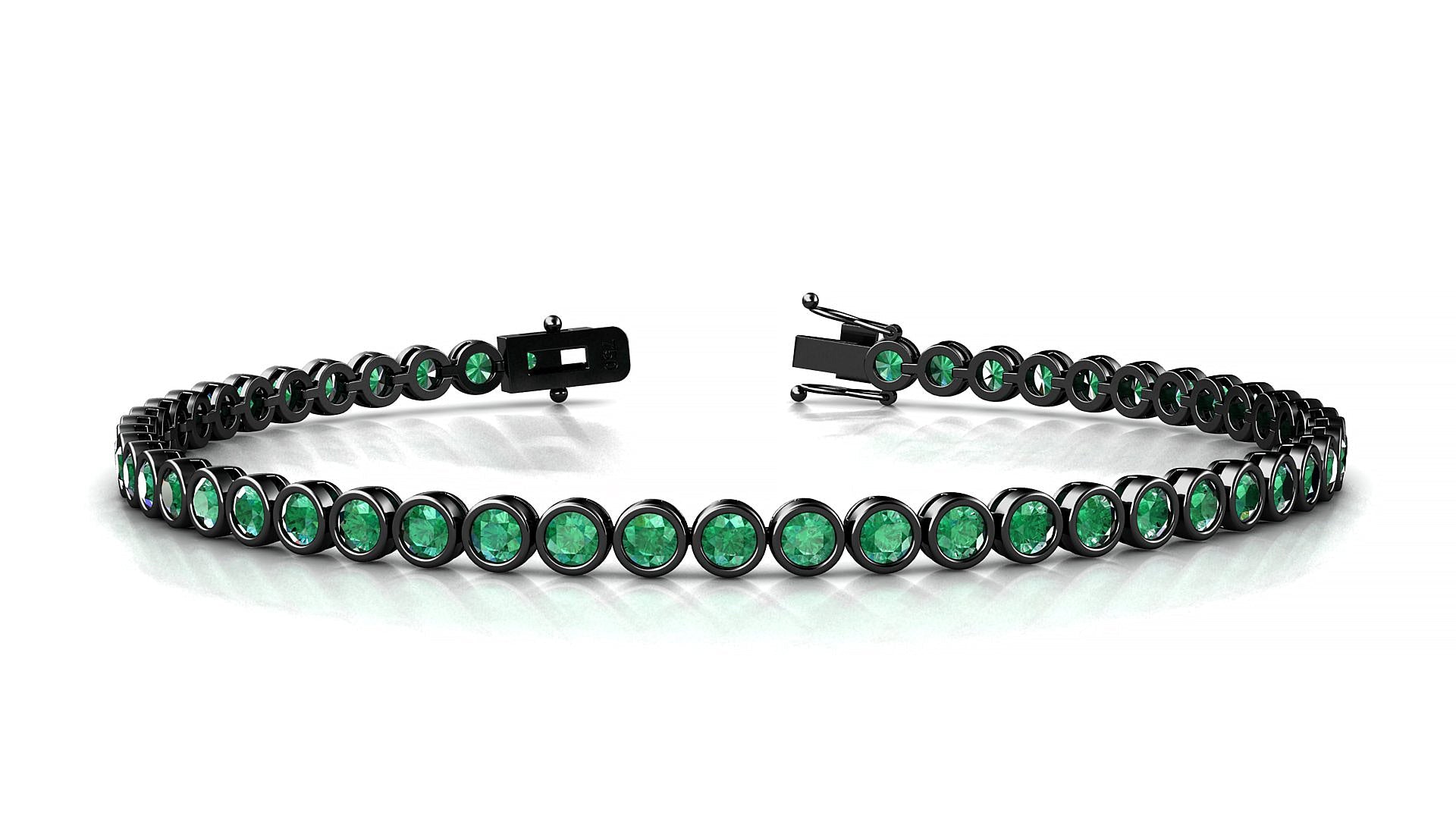 Avila | 18k Black Gold 2.5 mm Round Natural Emerald Tennis Bracelet