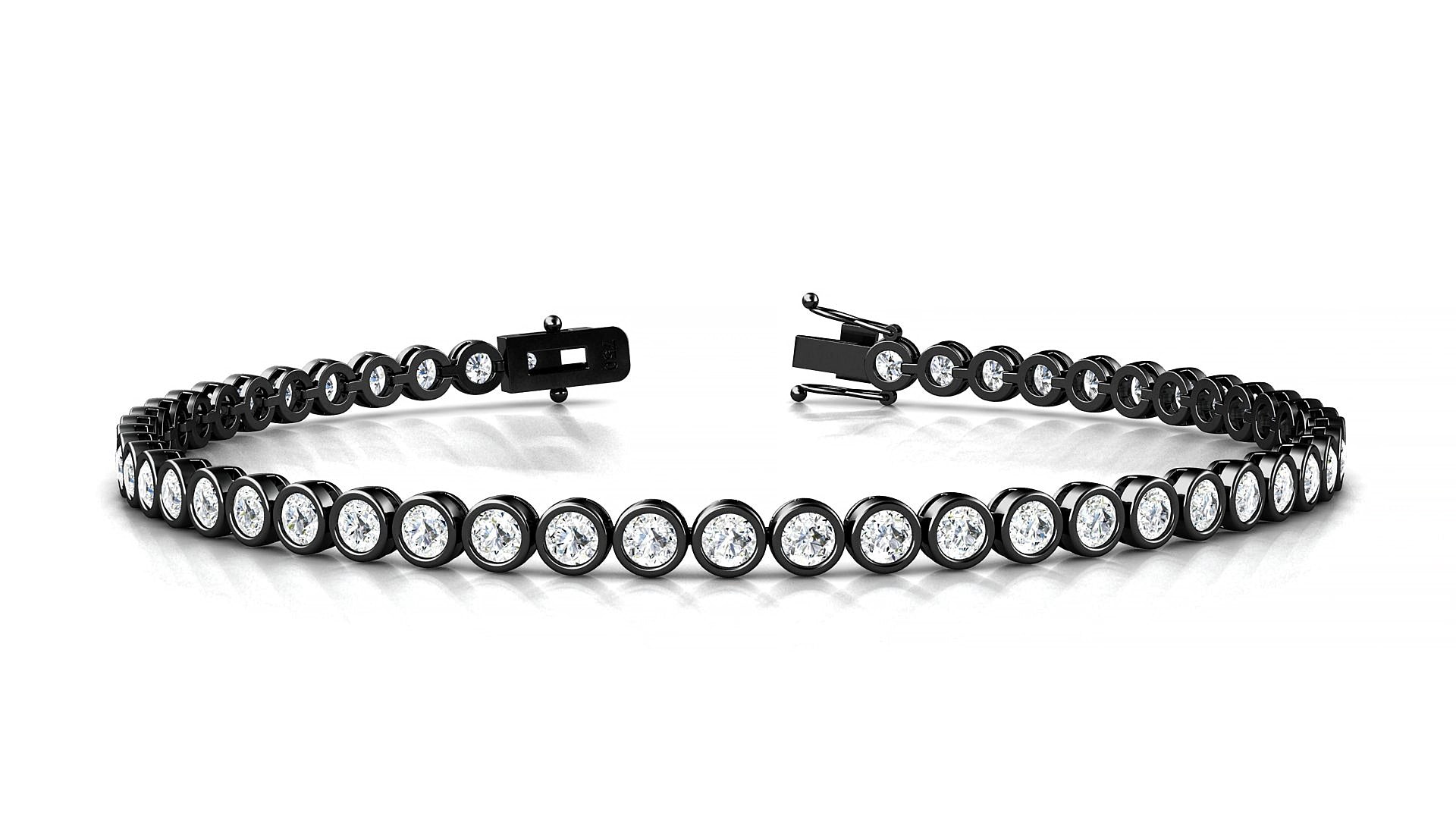 Avila | 18k Black Gold 2.5 mm Round Lab-Grown Diamond 15 cm Tennis Bracelet
