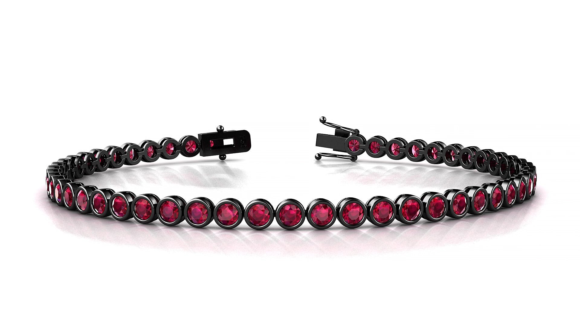 Avila | 18k Black Gold 2.5 mm Round Natural Ruby 19 cm Tennis Bracelet