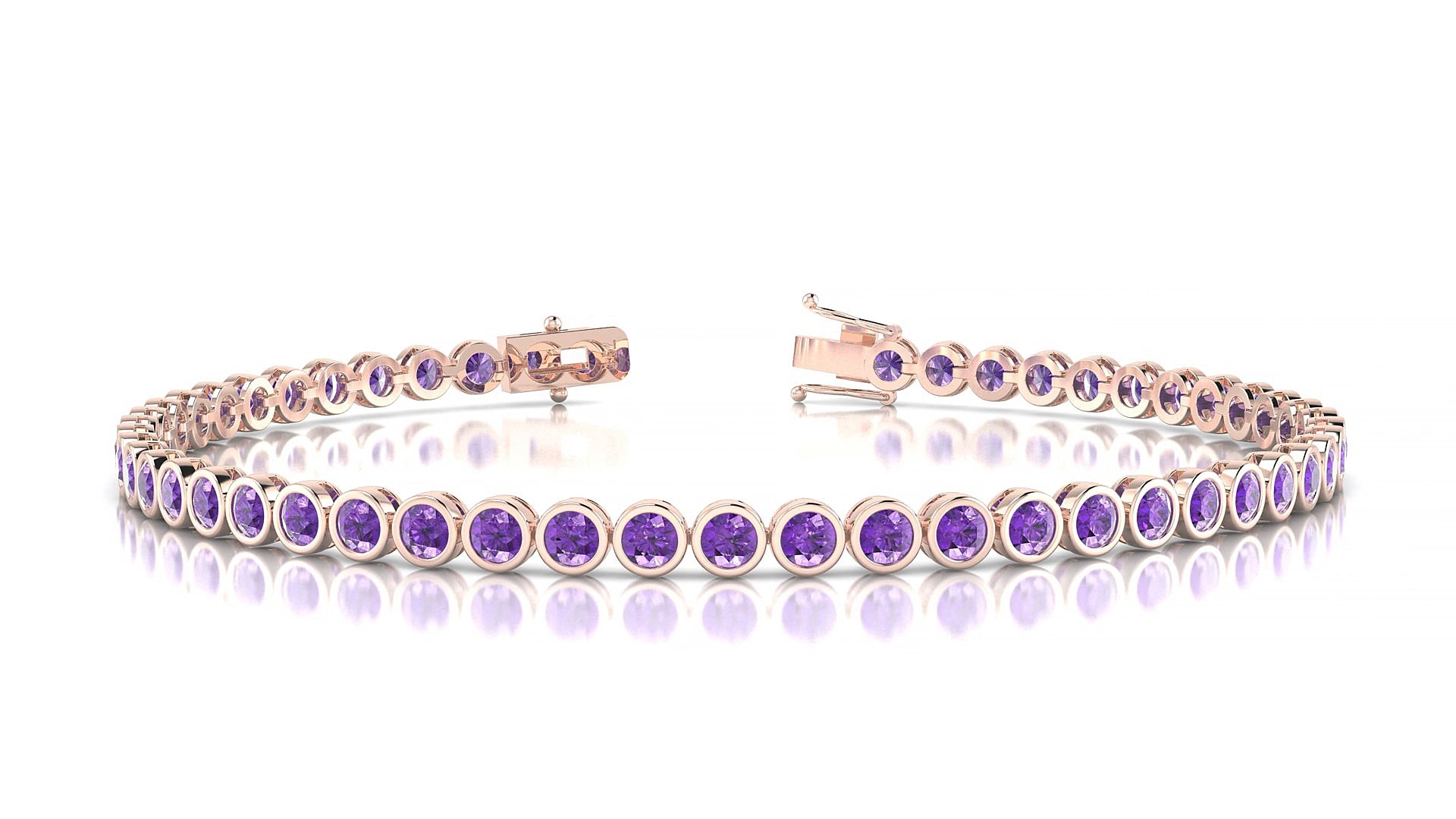 Avila | 18k Rose Gold 2.5 mm Round Natural Amethyst 16 cm Tennis Bracelet