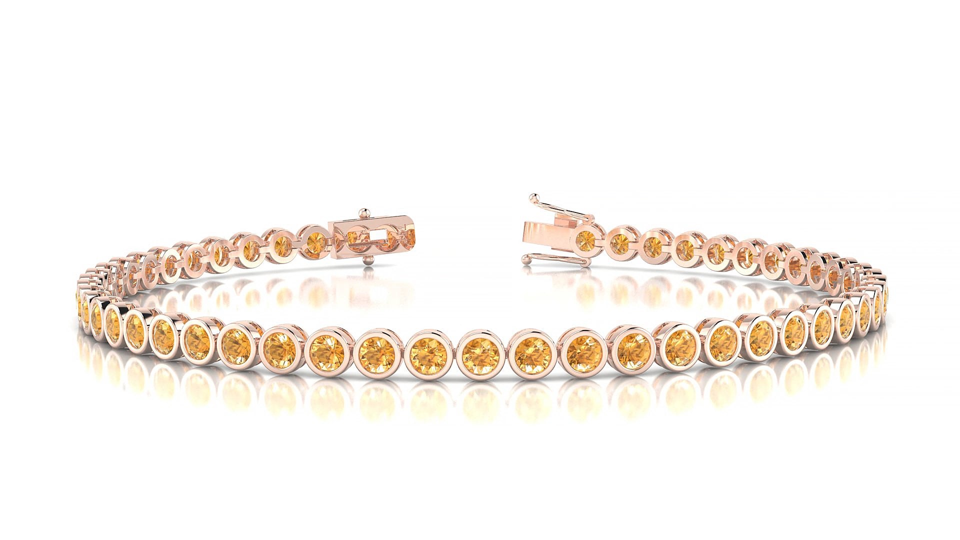 Avila | 18k Rose Gold 2.5 mm Round Natural Citrine 16 cm Tennis Bracelet