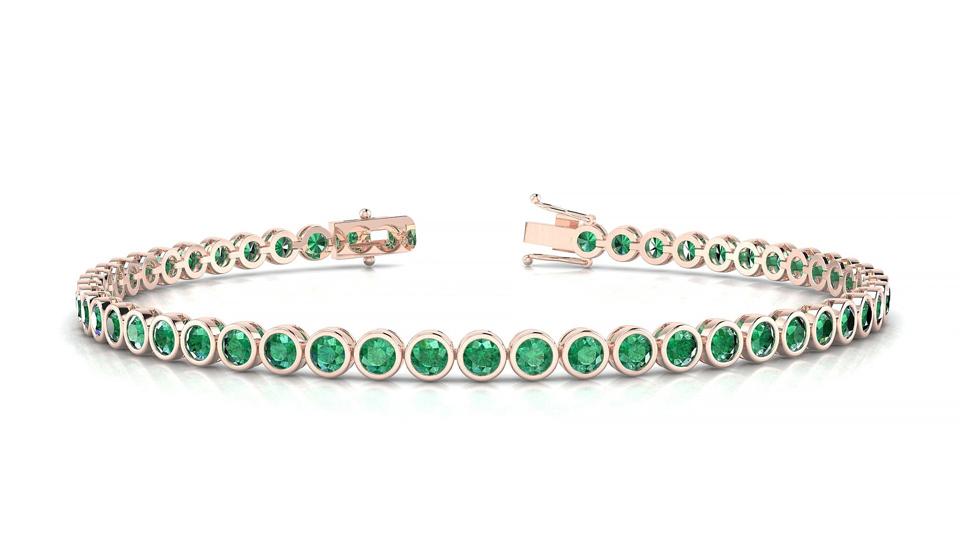 Avila | 18k Rose Gold 2.5 mm Round Natural Emerald 17 cm Tennis Bracelet