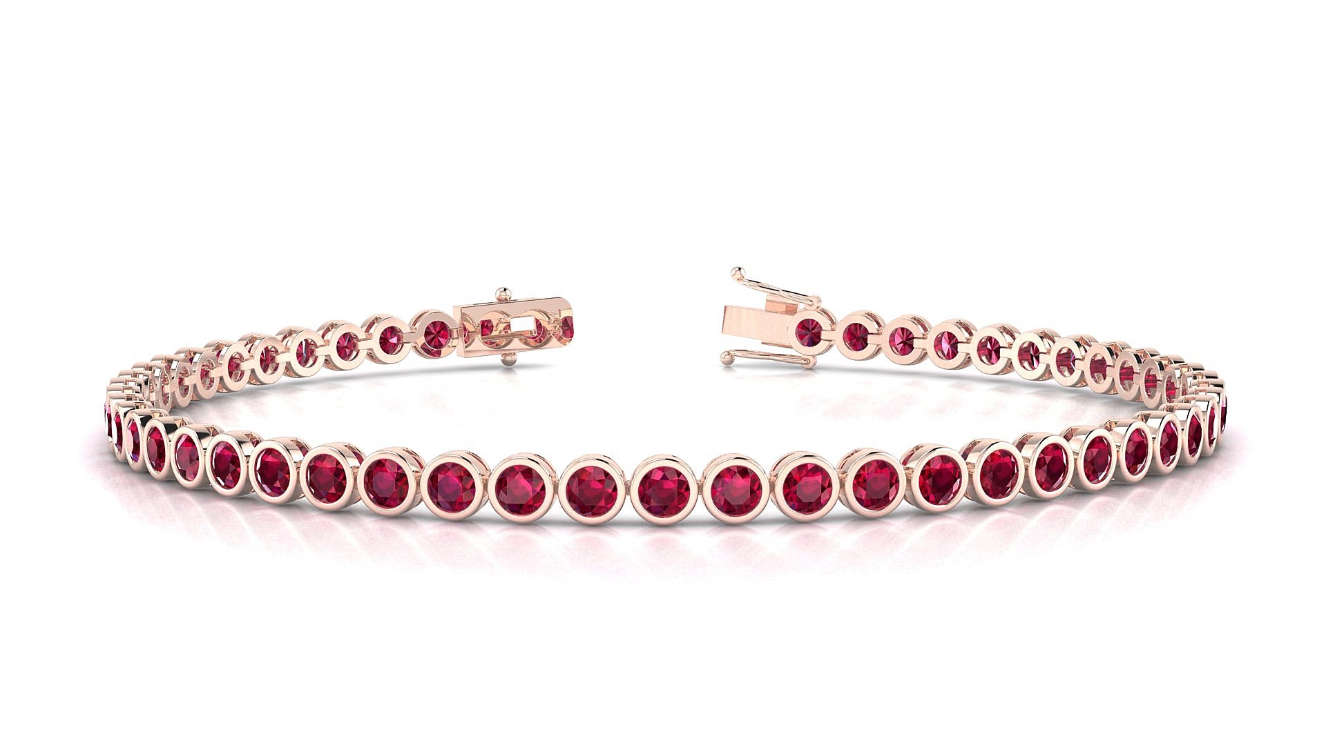 Avila | 18k Rose Gold 2.5 mm Round Natural Ruby 18 cm Tennis Bracelet