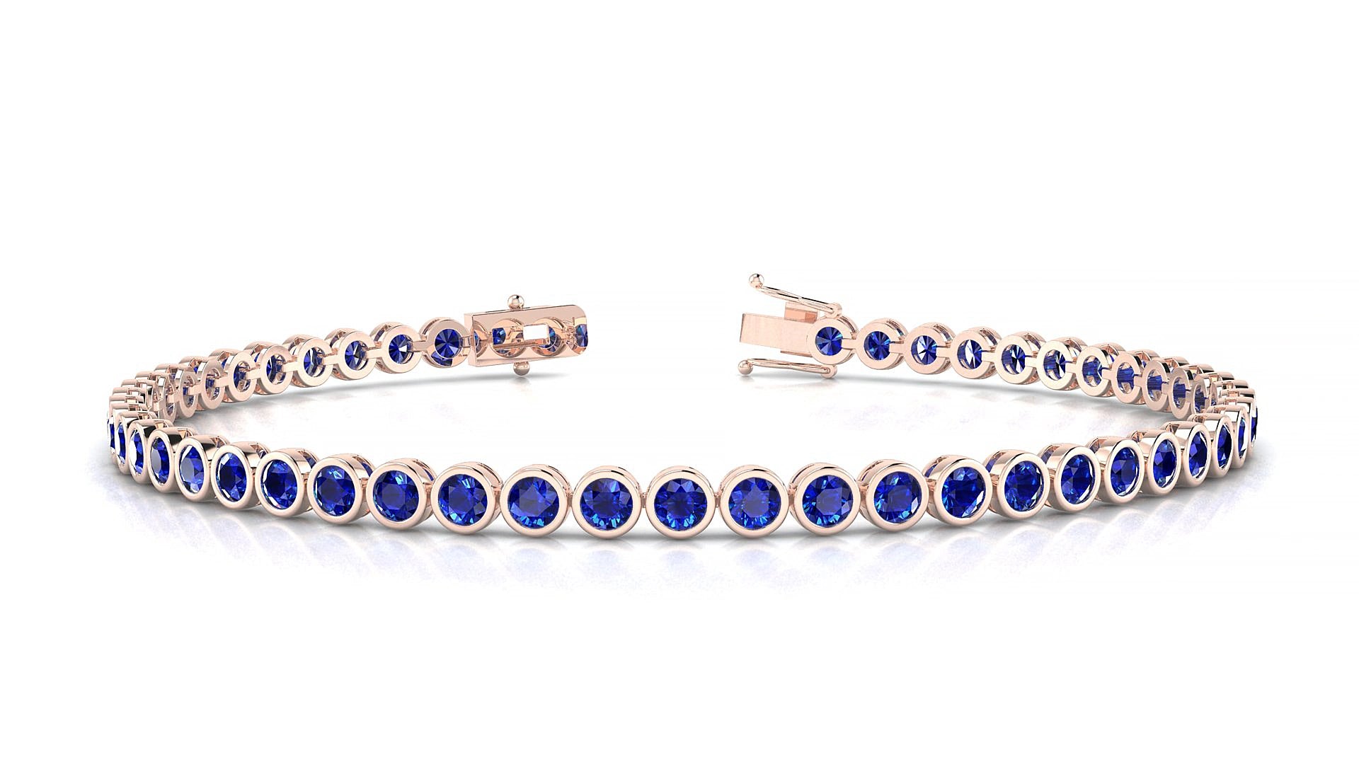 Avila | 18k Rose Gold 2.5 mm Round Natural Sapphire 20 cm Tennis Bracelet