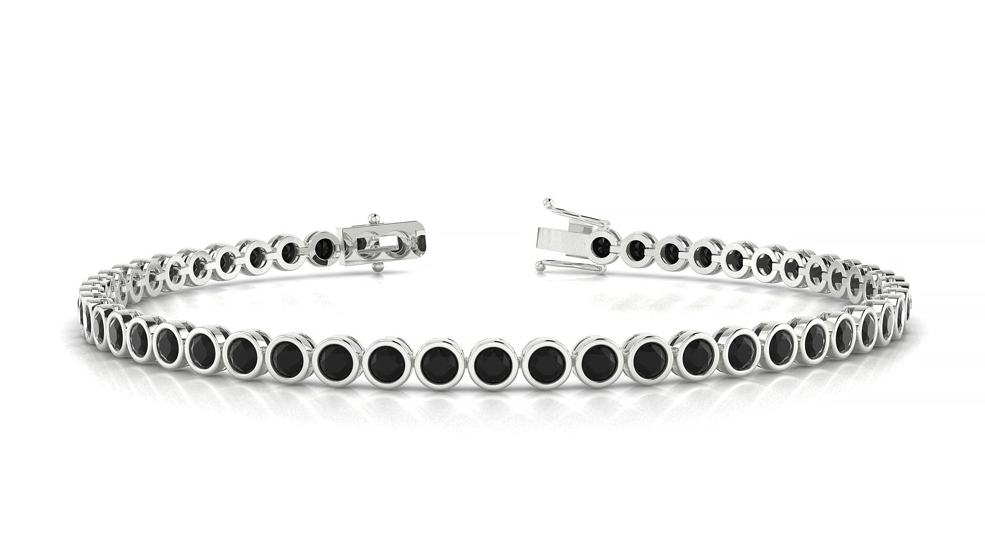 Avila | 18k White Gold 2.5 mm Round Natural Black Diamond Tennis Bracelet