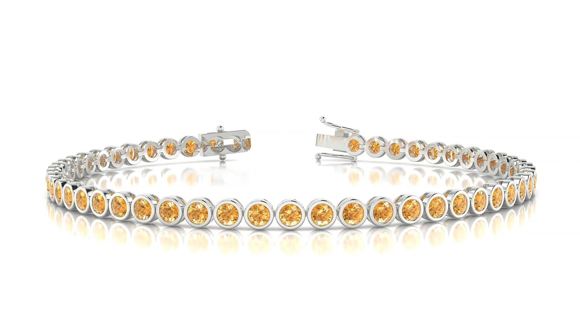 Avila | 18k White Gold 2.5 mm Round Natural Citrine Tennis Bracelet