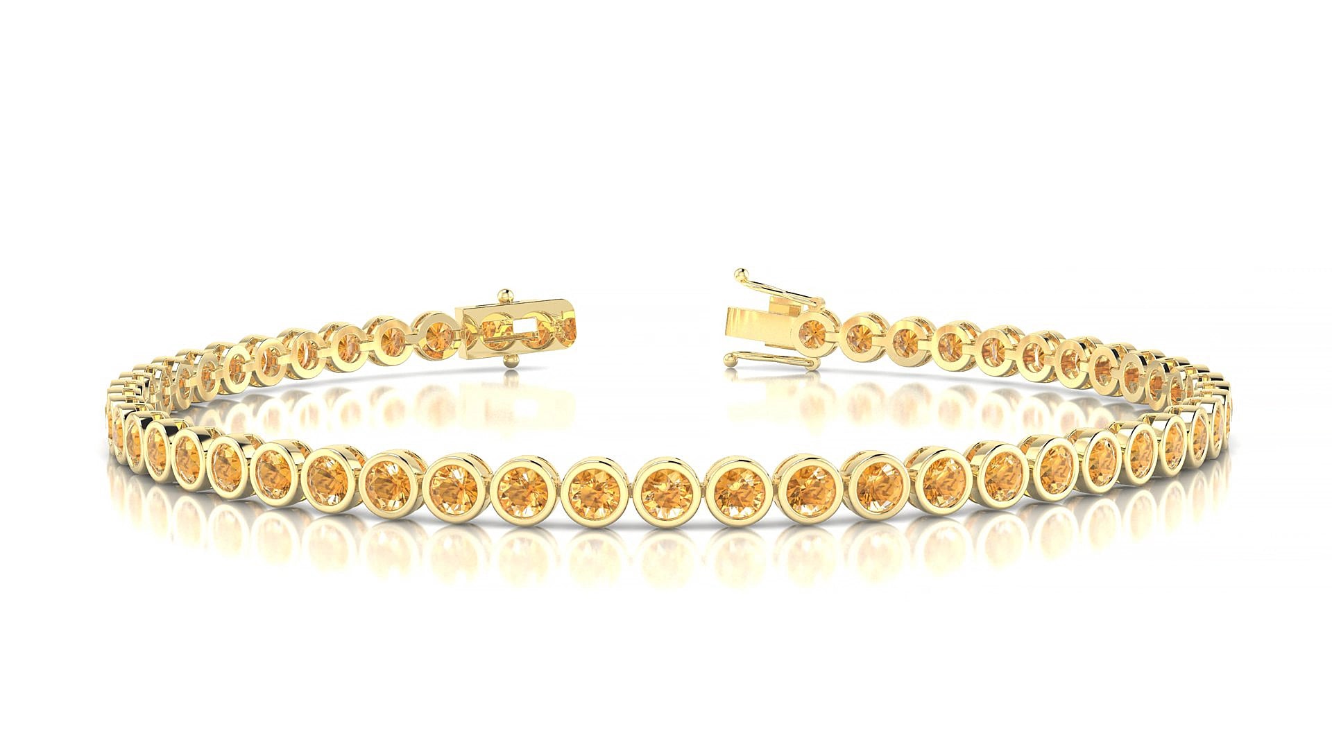 Avila | 18k Yellow Gold 2.5 mm Round Natural Citrine 15 cm Tennis Bracelet