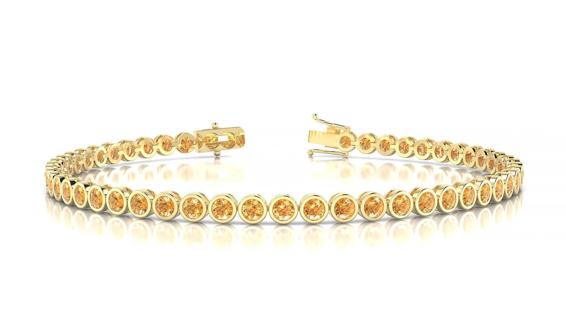 Avila | 18k Yellow Gold 2.5 mm Round Natural Citrine Tennis Bracelet