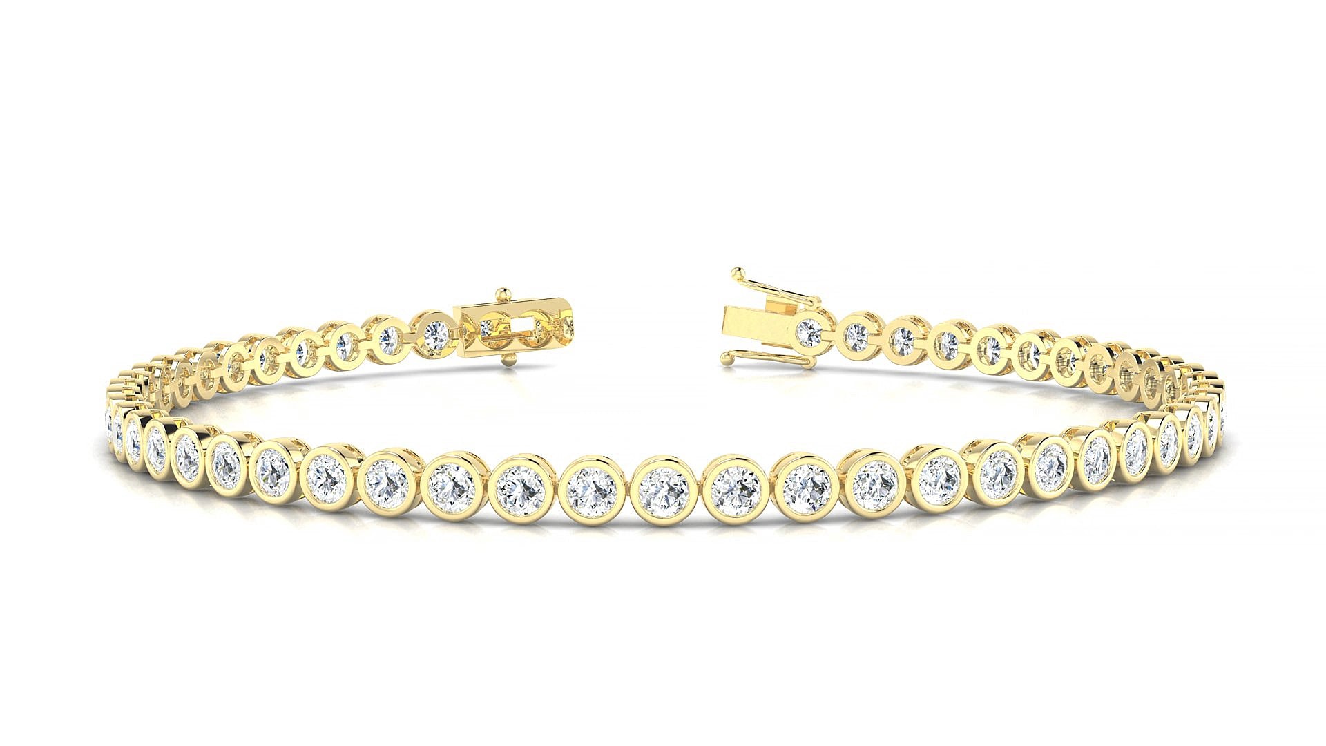 Avila | 18k Yellow Gold 2.5 mm Round Natural Diamond 17 cm Tennis Bracelet