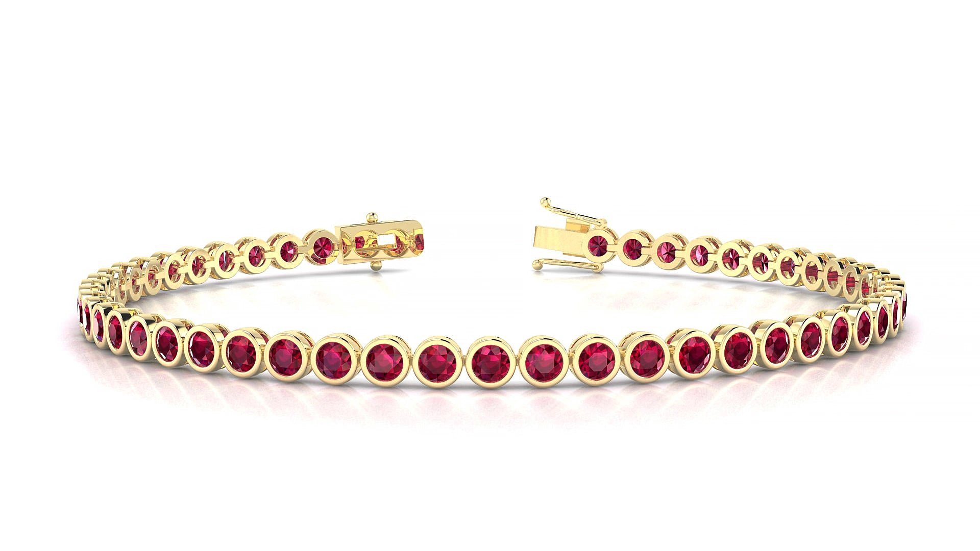 Avila | 18k Yellow Gold 2.5 mm Round Natural Ruby 15 cm Tennis Bracelet