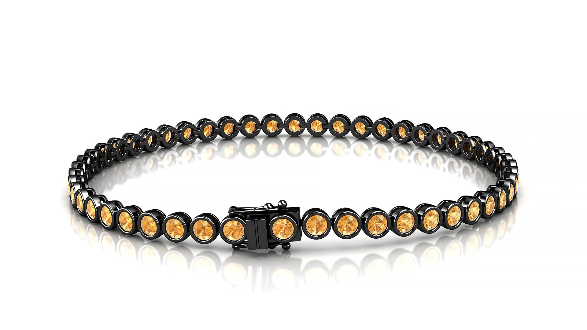 Avila | 18k Black Gold 2.5 mm Round Natural Citrine 20 cm Tennis Bracelet