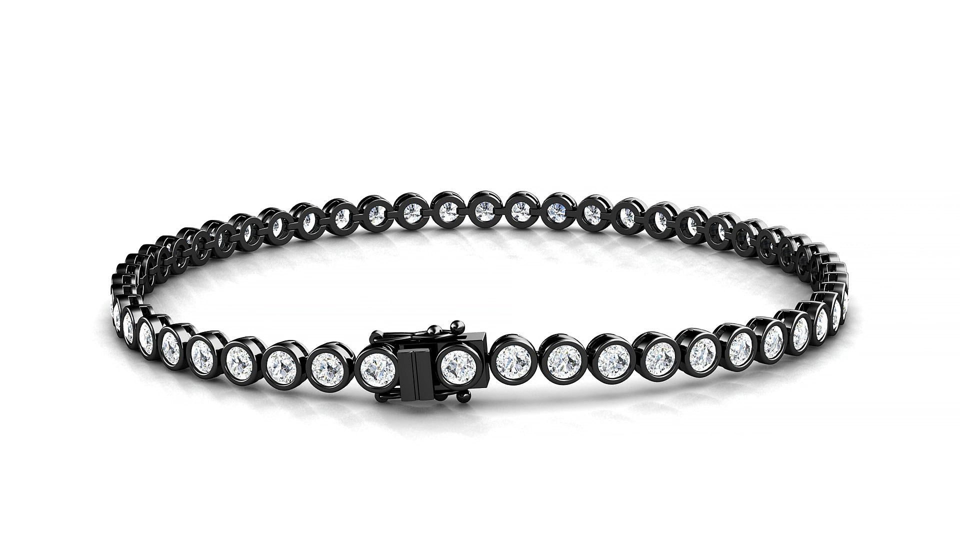 Avila | 18k Black Gold 2.5 mm Round Natural Diamond 19 cm Tennis Bracelet