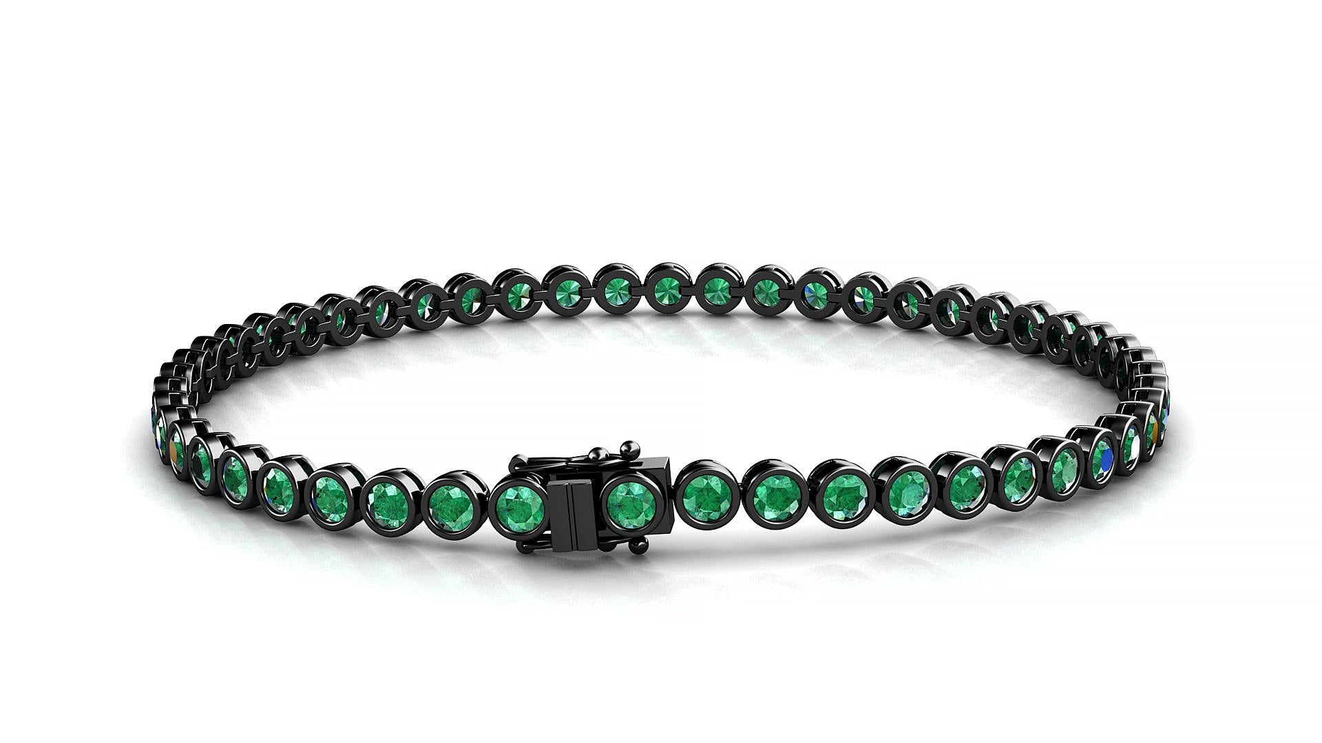 Avila | 18k Black Gold 2.5 mm Round Natural Emerald Tennis Bracelet