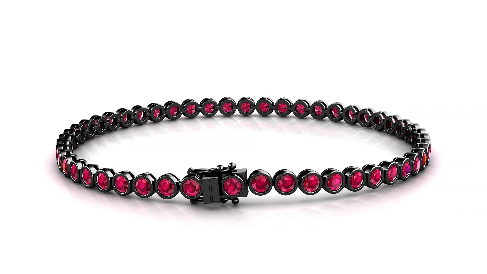 Avila | 18k Black Gold 2.5 mm Round Natural Ruby 17 cm Tennis Bracelet