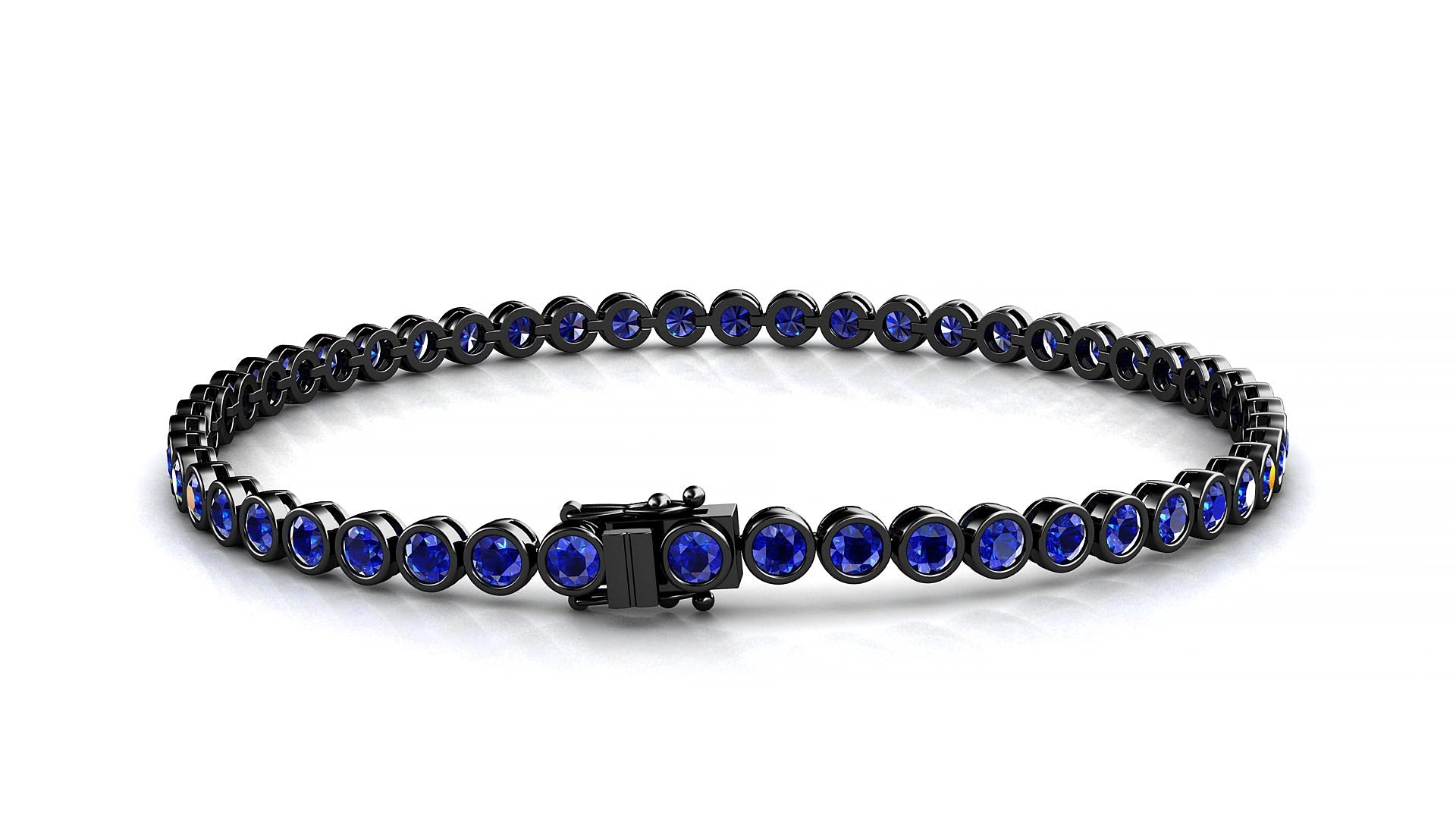 Avila | 18k Black Gold 2.5 mm Round Natural Sapphire 15 cm Tennis Bracelet