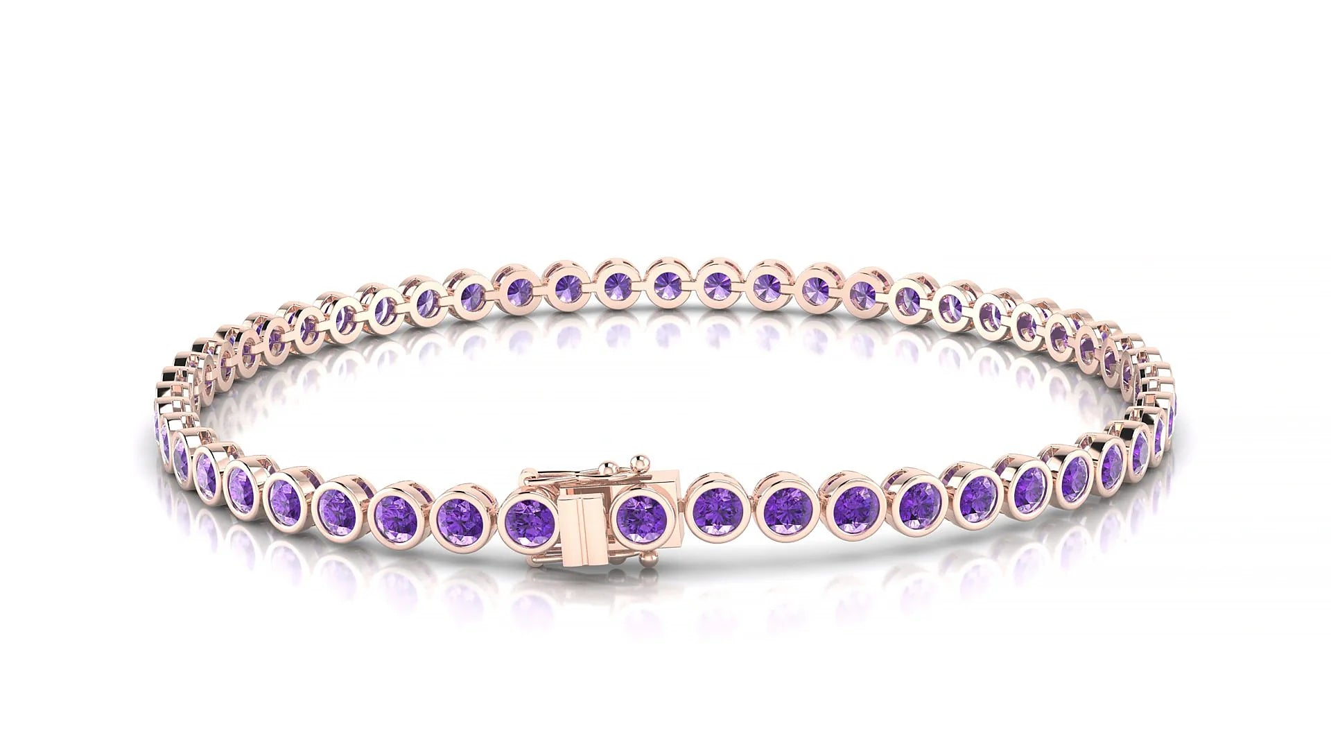 Avila | 18k Rose Gold 2.5 mm Round Natural Amethyst Tennis Bracelet