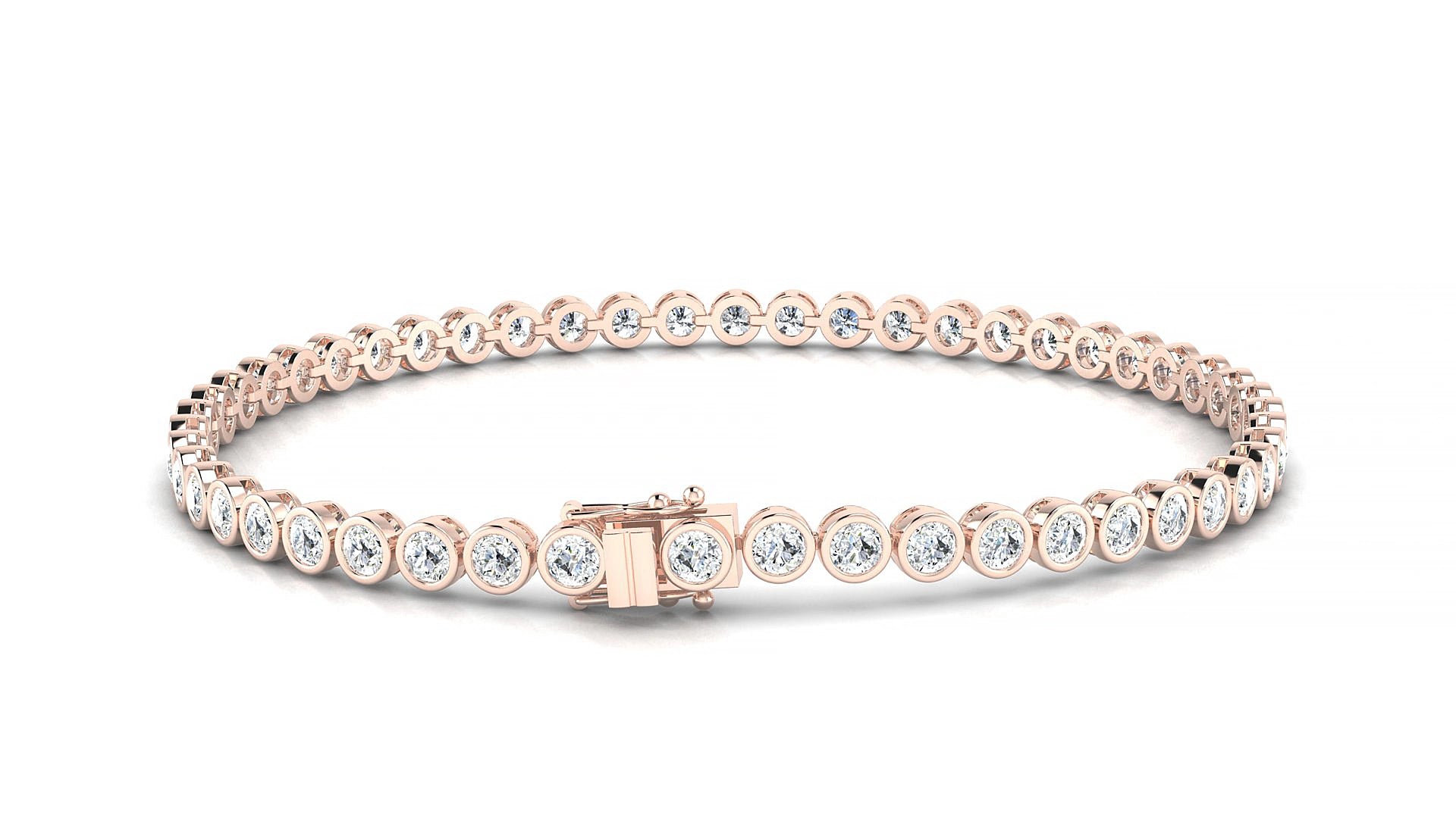 Avila | 18k Rose Gold 2.5 mm Round Natural Diamond 19 cm Tennis Bracelet