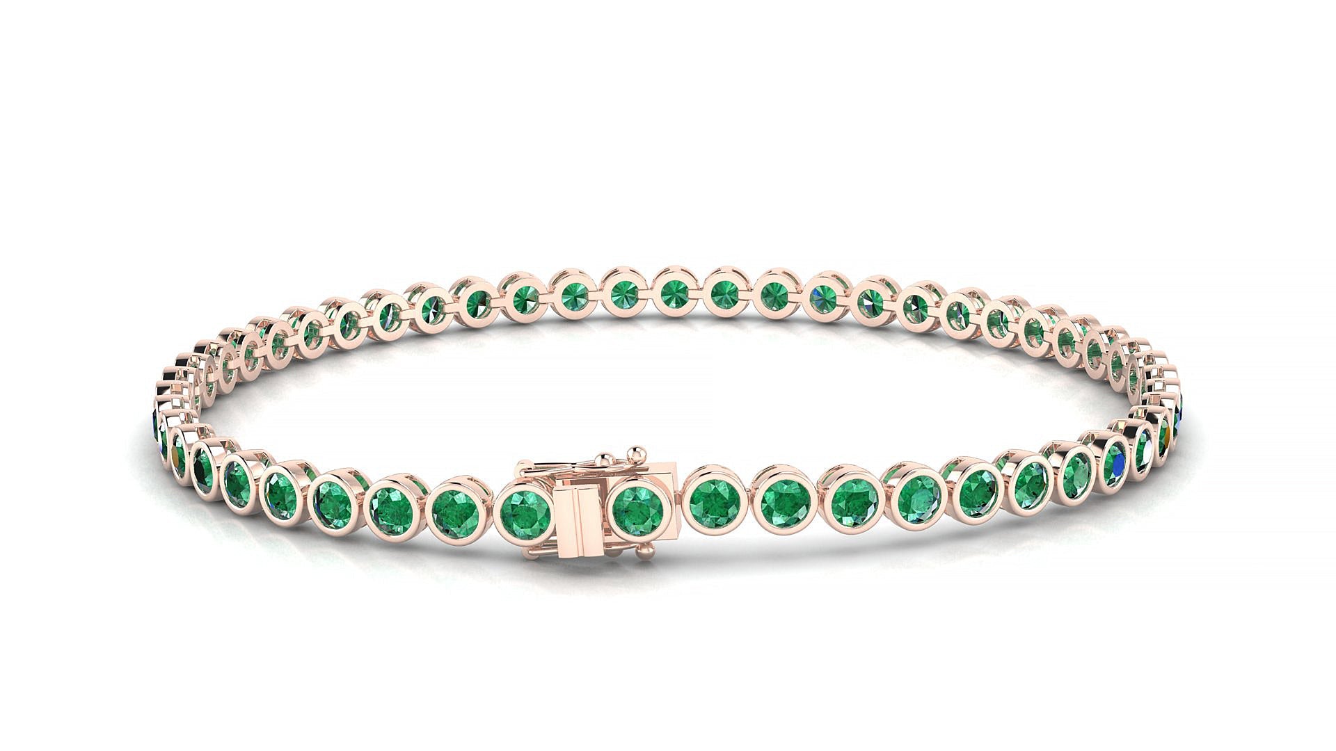 Avila | 18k Rose Gold 2.5 mm Round Natural Emerald Tennis Bracelet