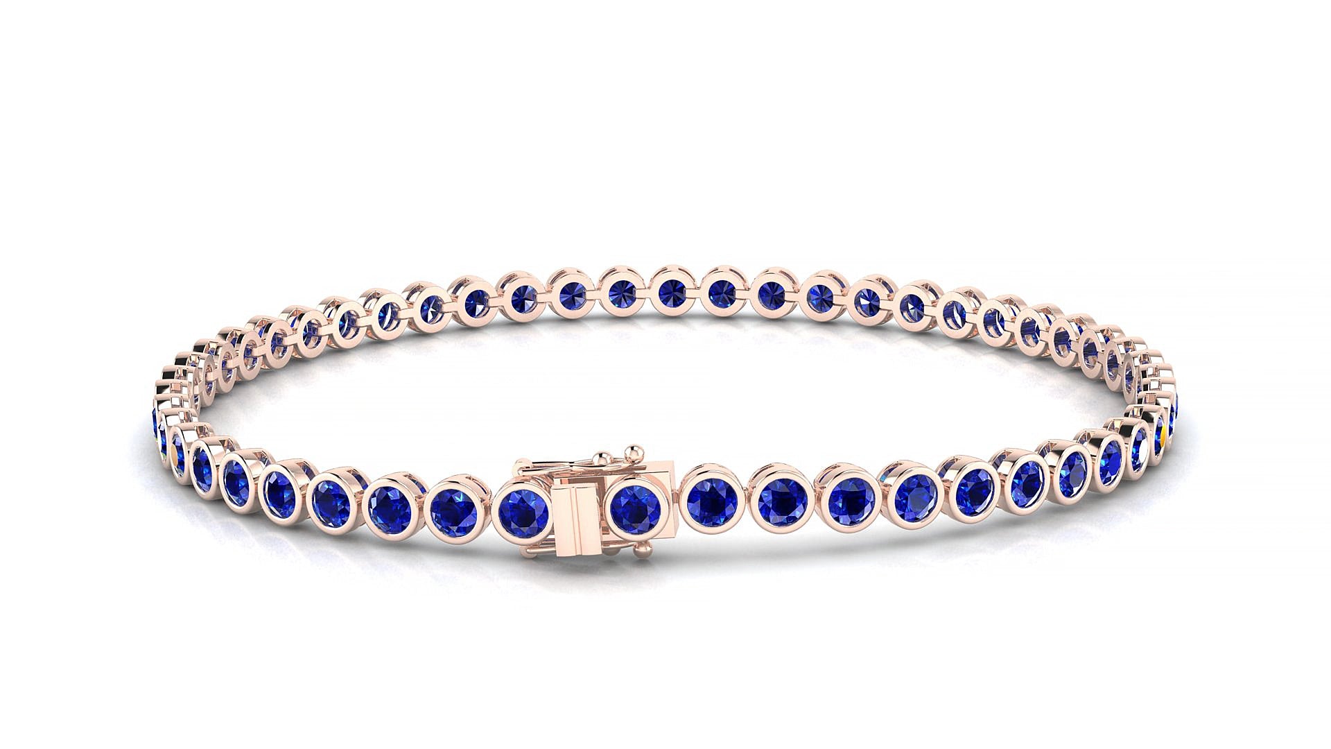 Avila | 18k Rose Gold 2.5 mm Round Natural Sapphire 17 cm Tennis Bracelet