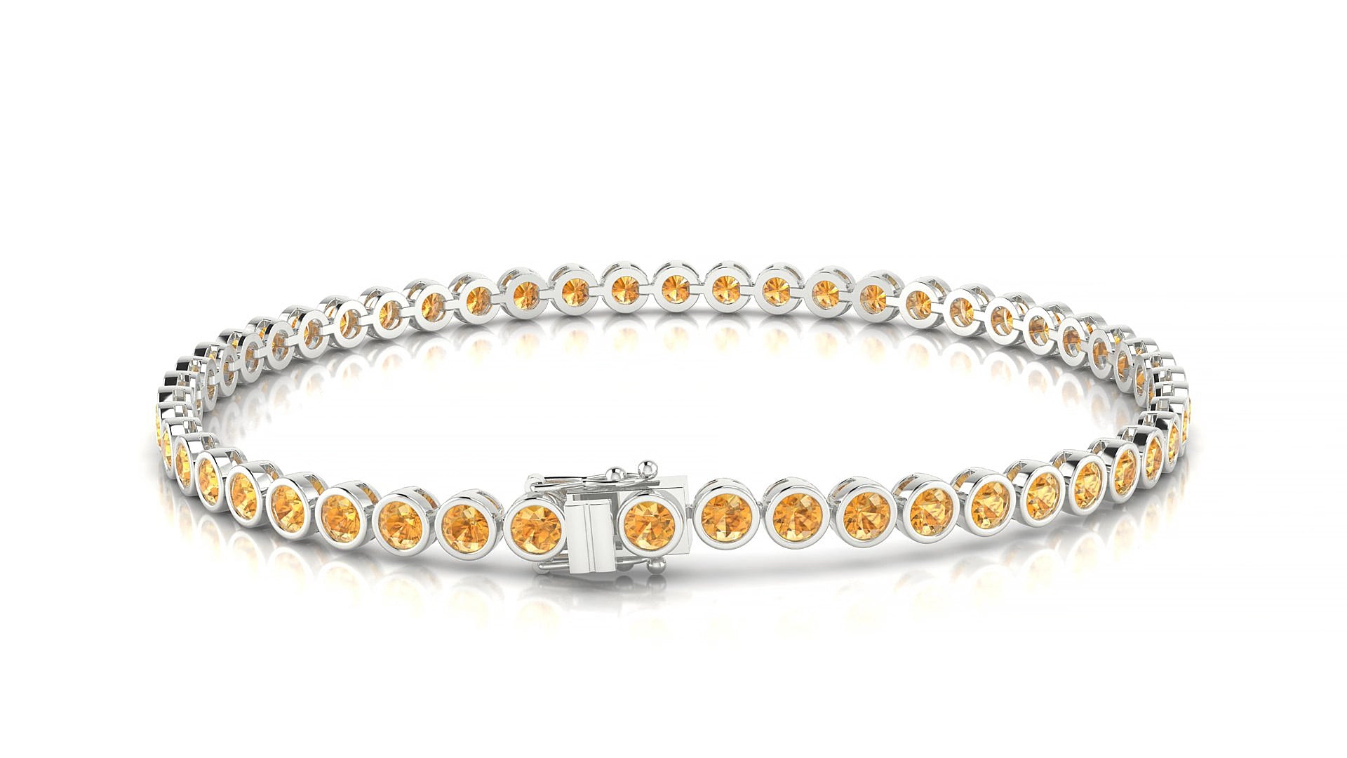 Avila | 18k White Gold 2.5 mm Round Natural Citrine 15 cm Tennis Bracelet