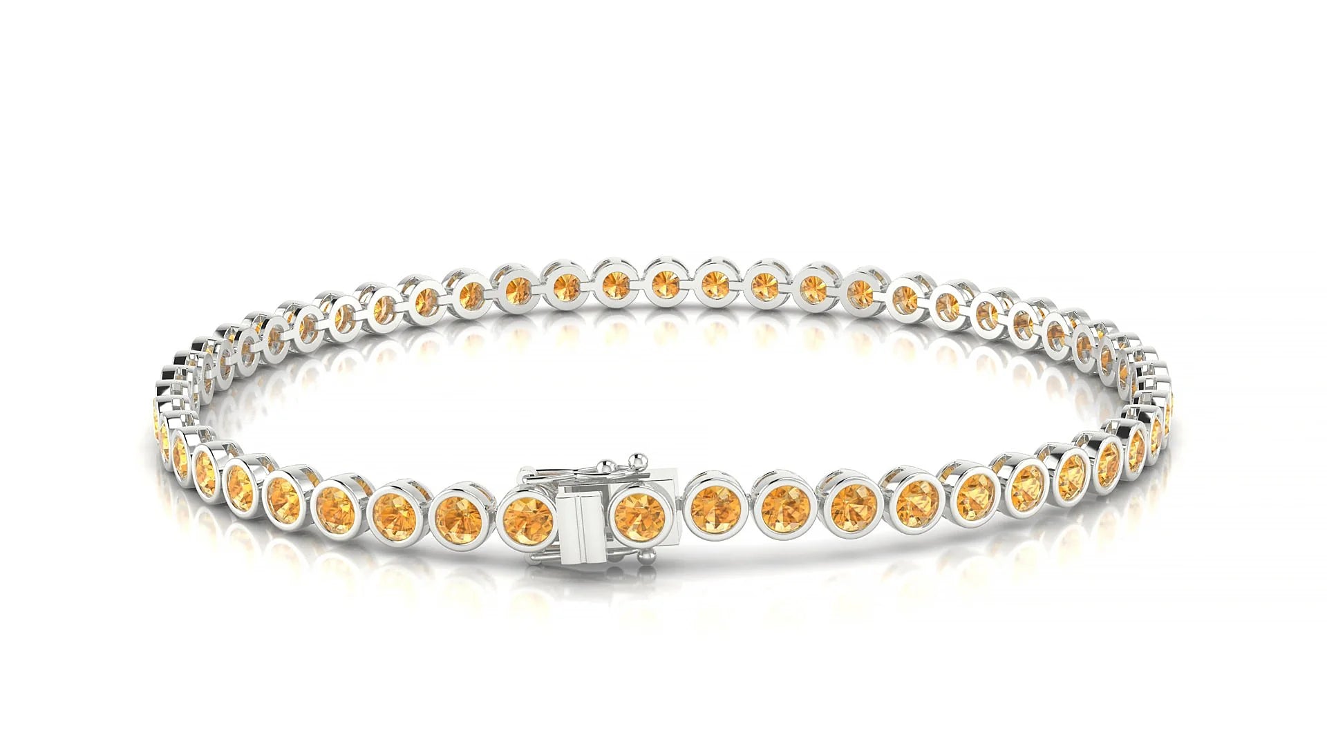 Avila | 18k White Gold 2.5 mm Round Natural Citrine Tennis Bracelet