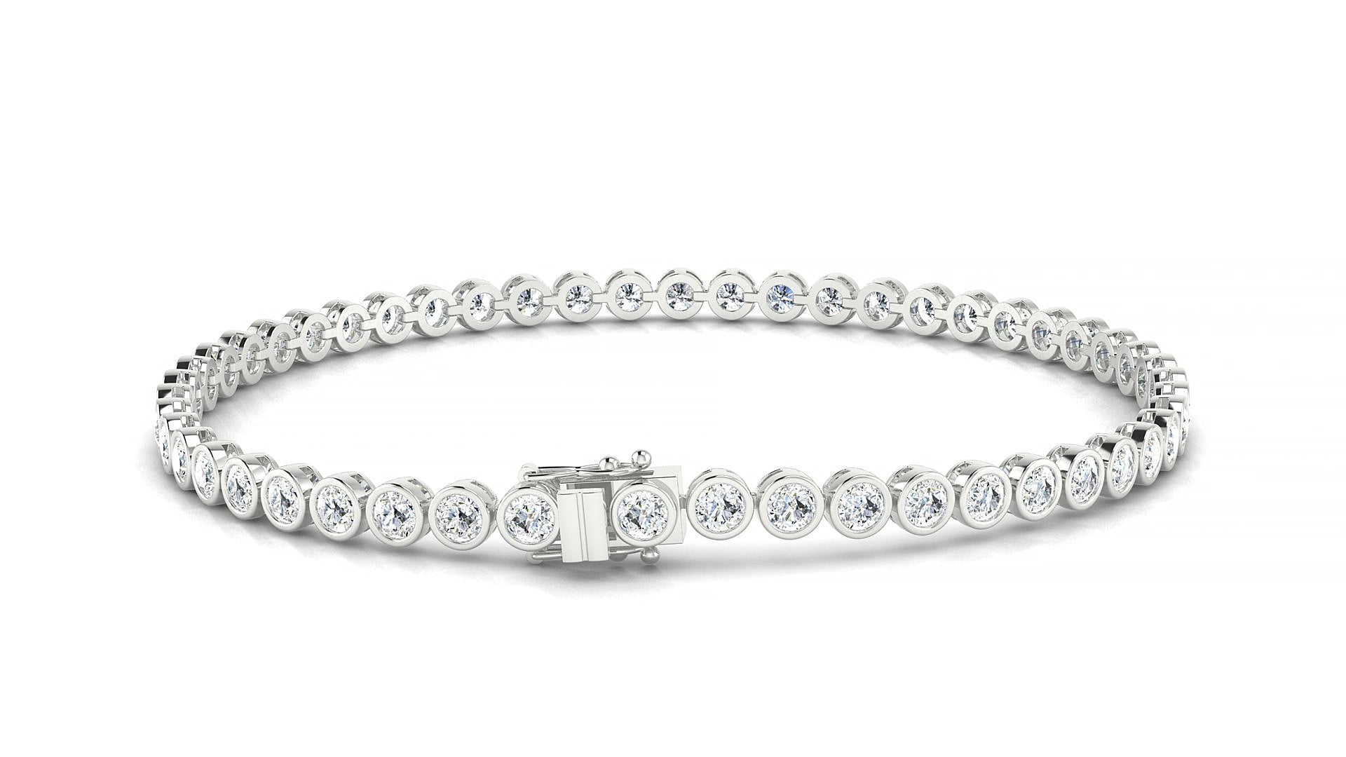 Avila | 18k White Gold 2.5 mm Round Lab-Grown Diamond 17 cm Tennis Bracelet