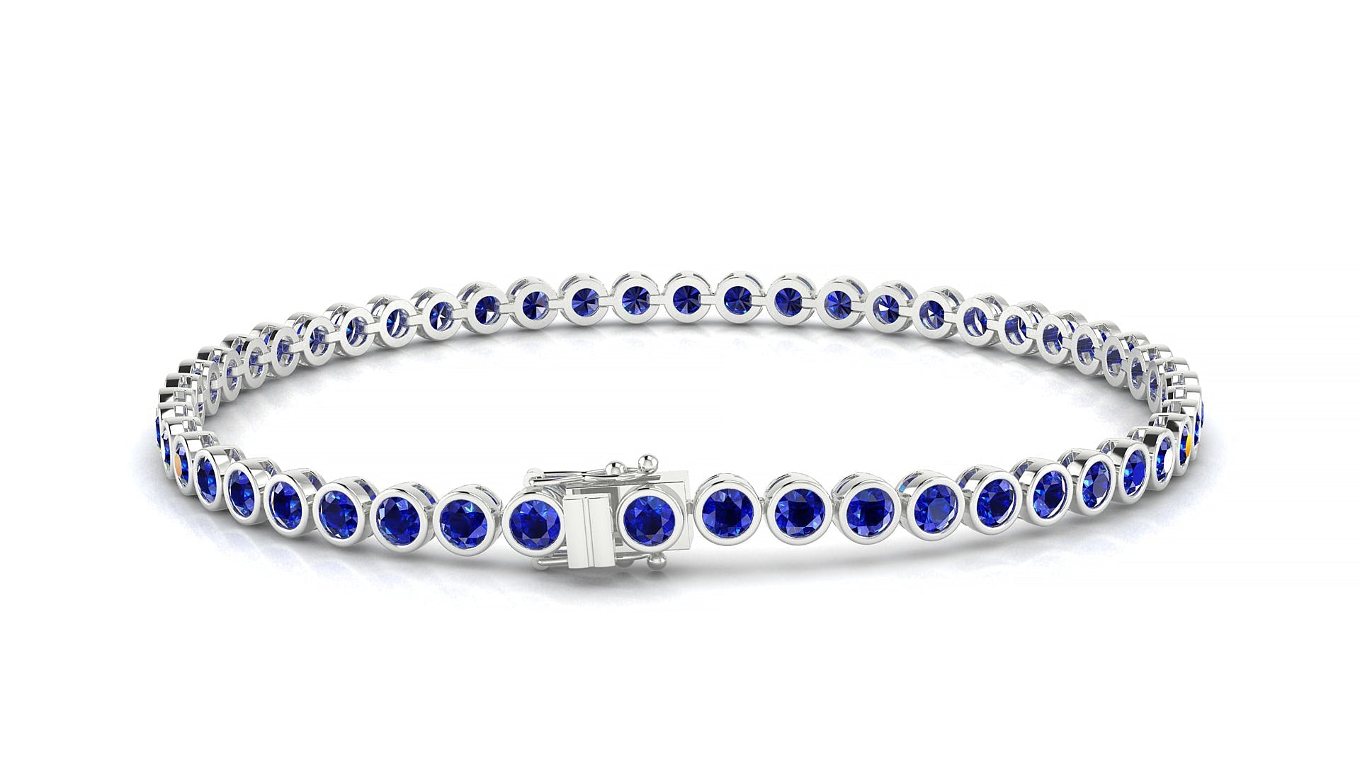 Avila | 18k White Gold 2.5 mm Round Natural Sapphire Tennis Bracelet