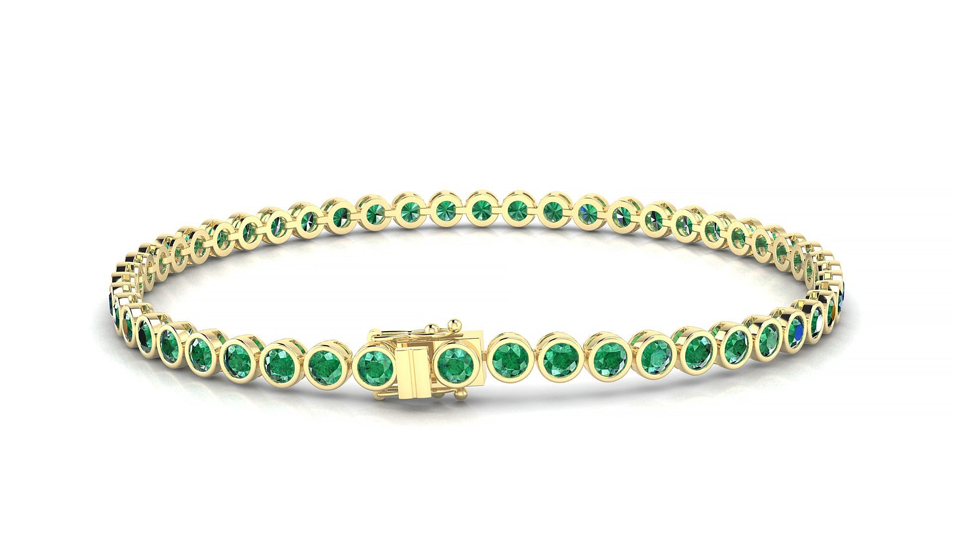 Avila | 18k Yellow Gold 2.5 mm Round Natural Emerald Tennis Bracelet