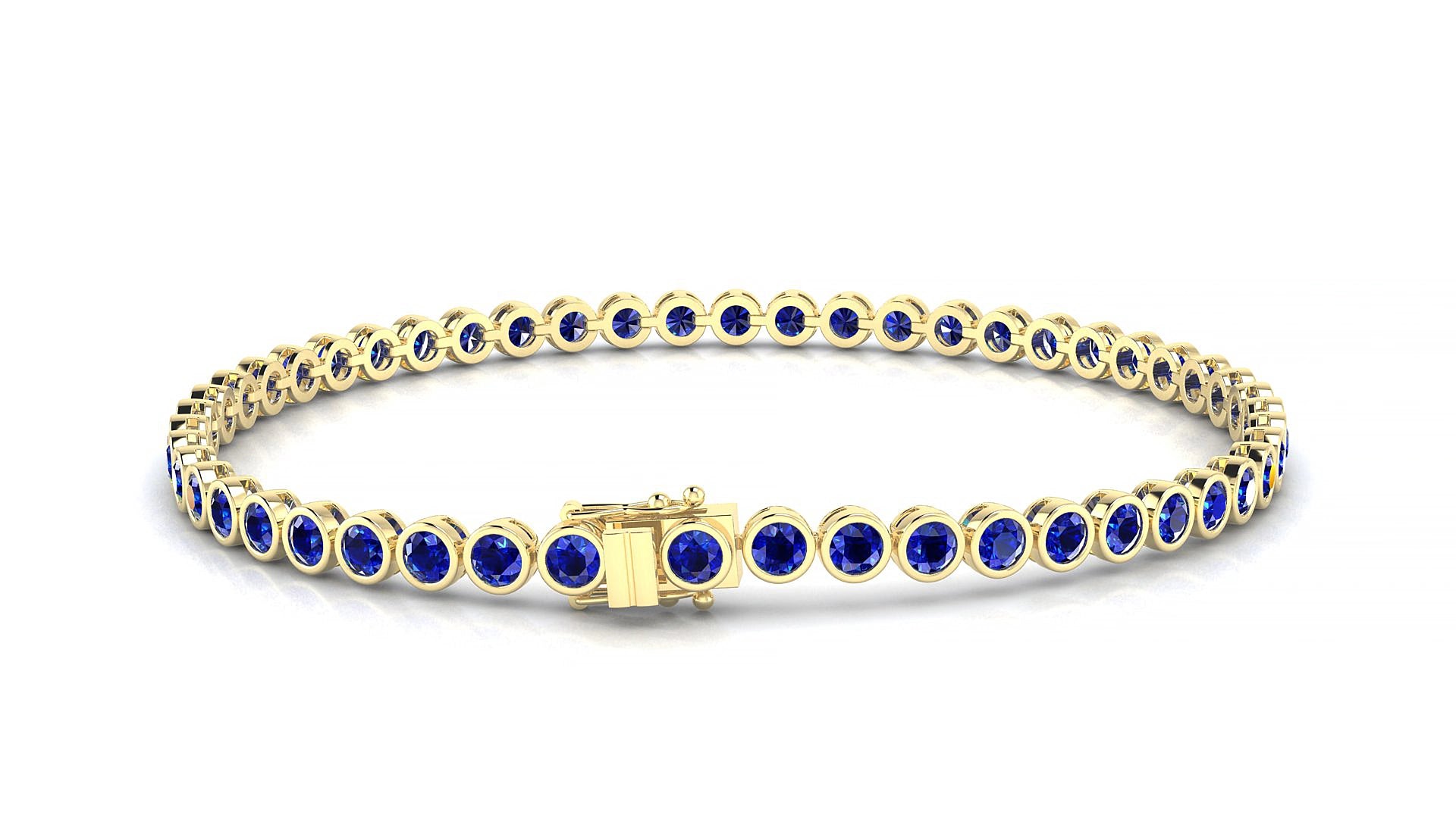 Avila | 18k Yellow Gold 2.5 mm Round Natural Sapphire 15 cm Tennis Bracelet