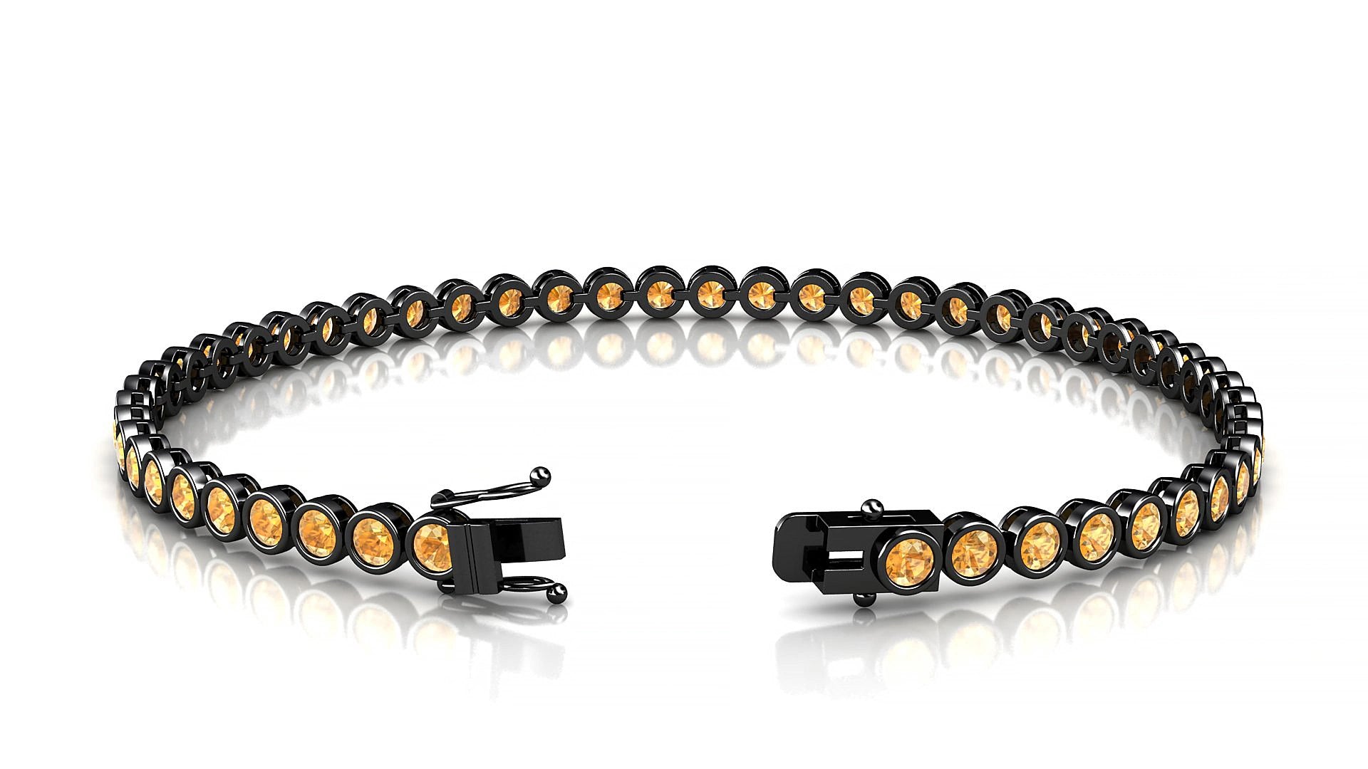 Avila | 18k Black Gold 2.5 mm Round Natural Citrine 20 cm Tennis Bracelet