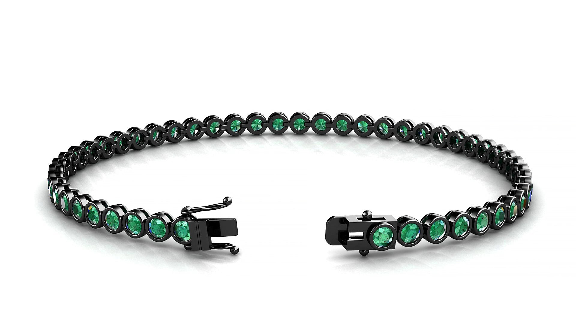 Avila | 18k Black Gold 2.5 mm Round Natural Emerald 17 cm Tennis Bracelet