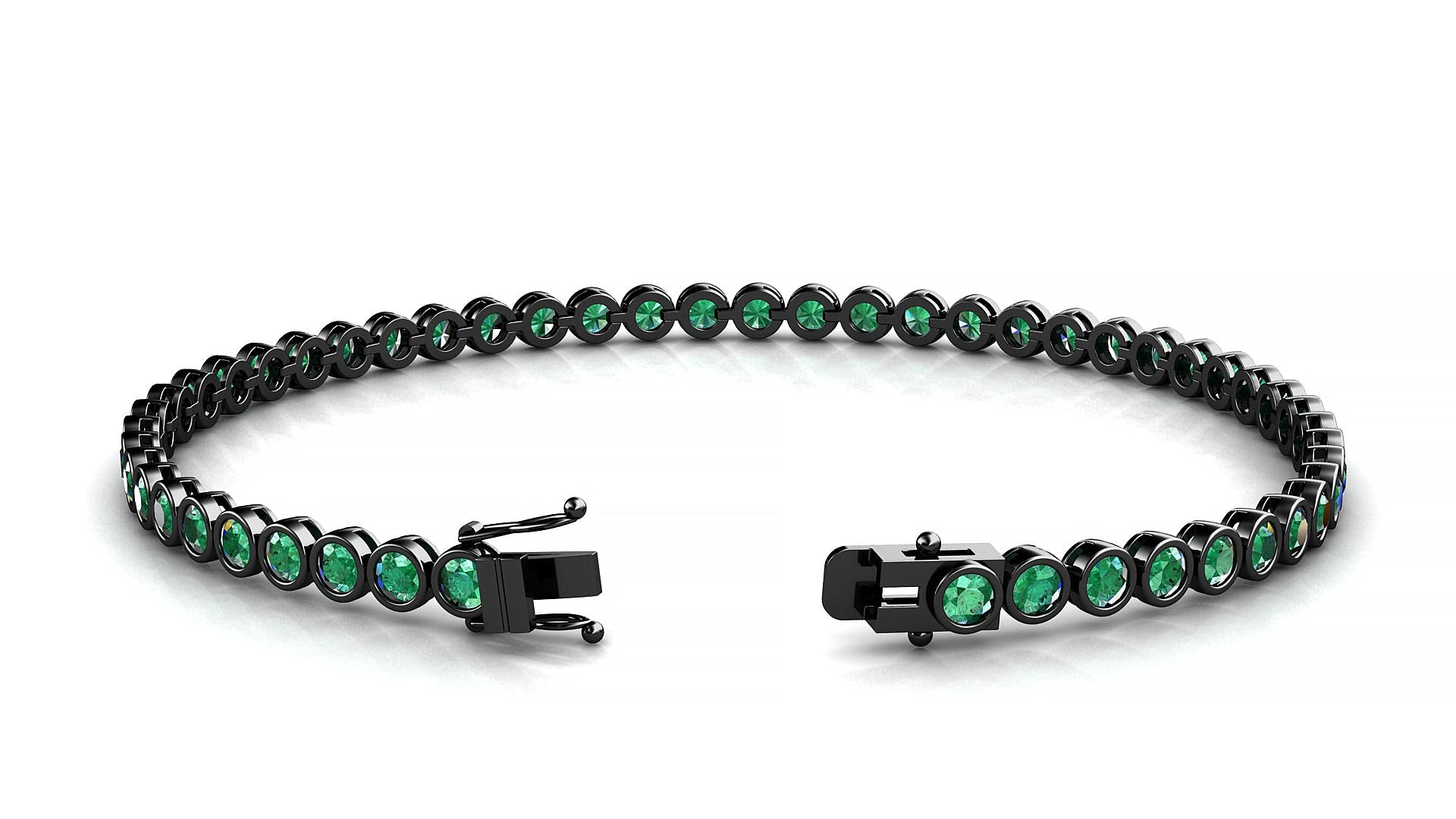 Avila | 18k Black Gold 2.5 mm Round Natural Emerald Tennis Bracelet