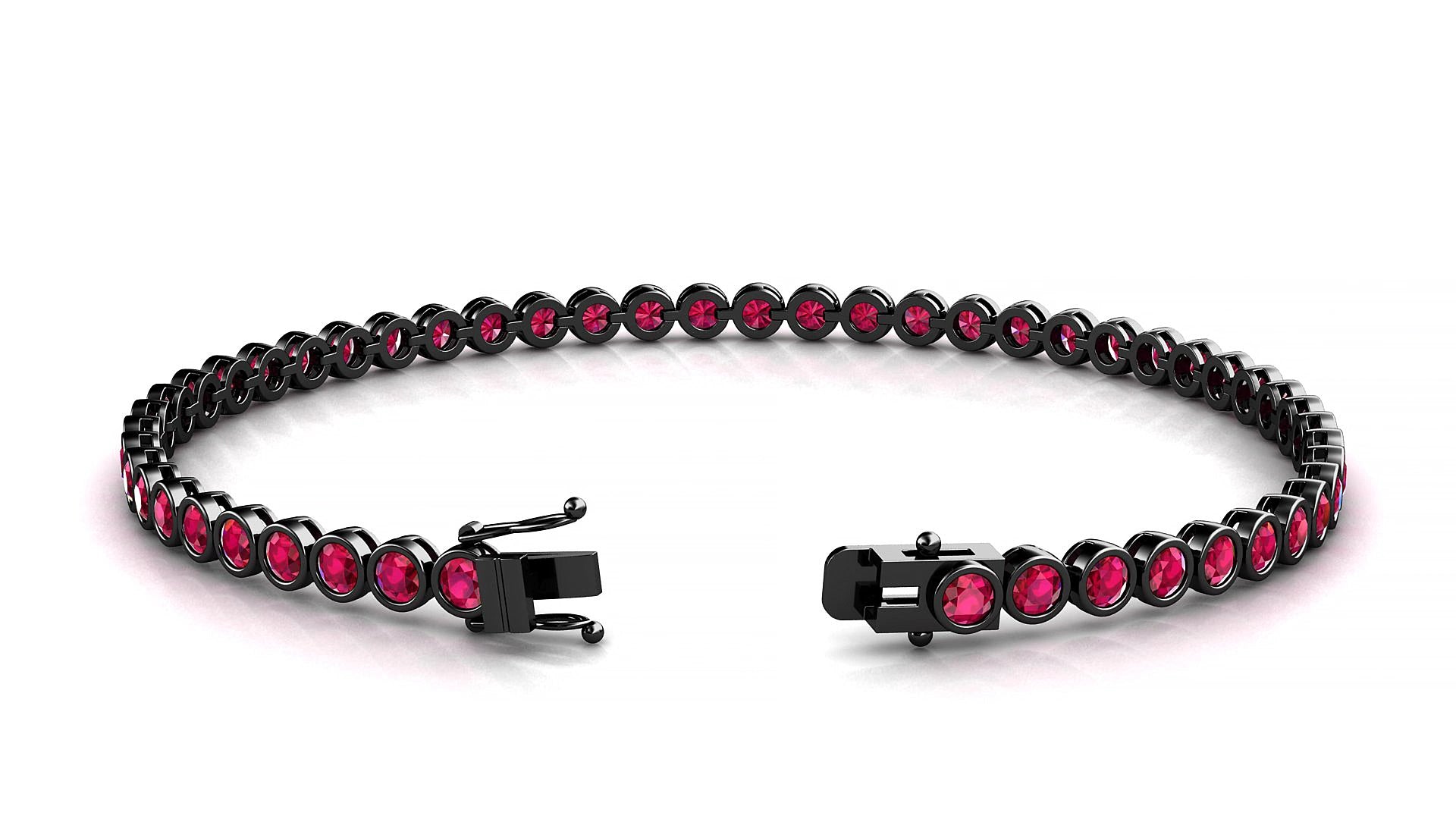 Avila | 18k Black Gold 2.5 mm Round Natural Ruby 15 cm Tennis Bracelet