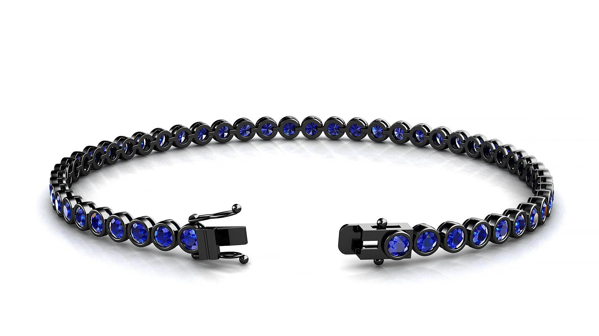 Avila | 18k Black Gold 2.5 mm Round Natural Sapphire 15 cm Tennis Bracelet