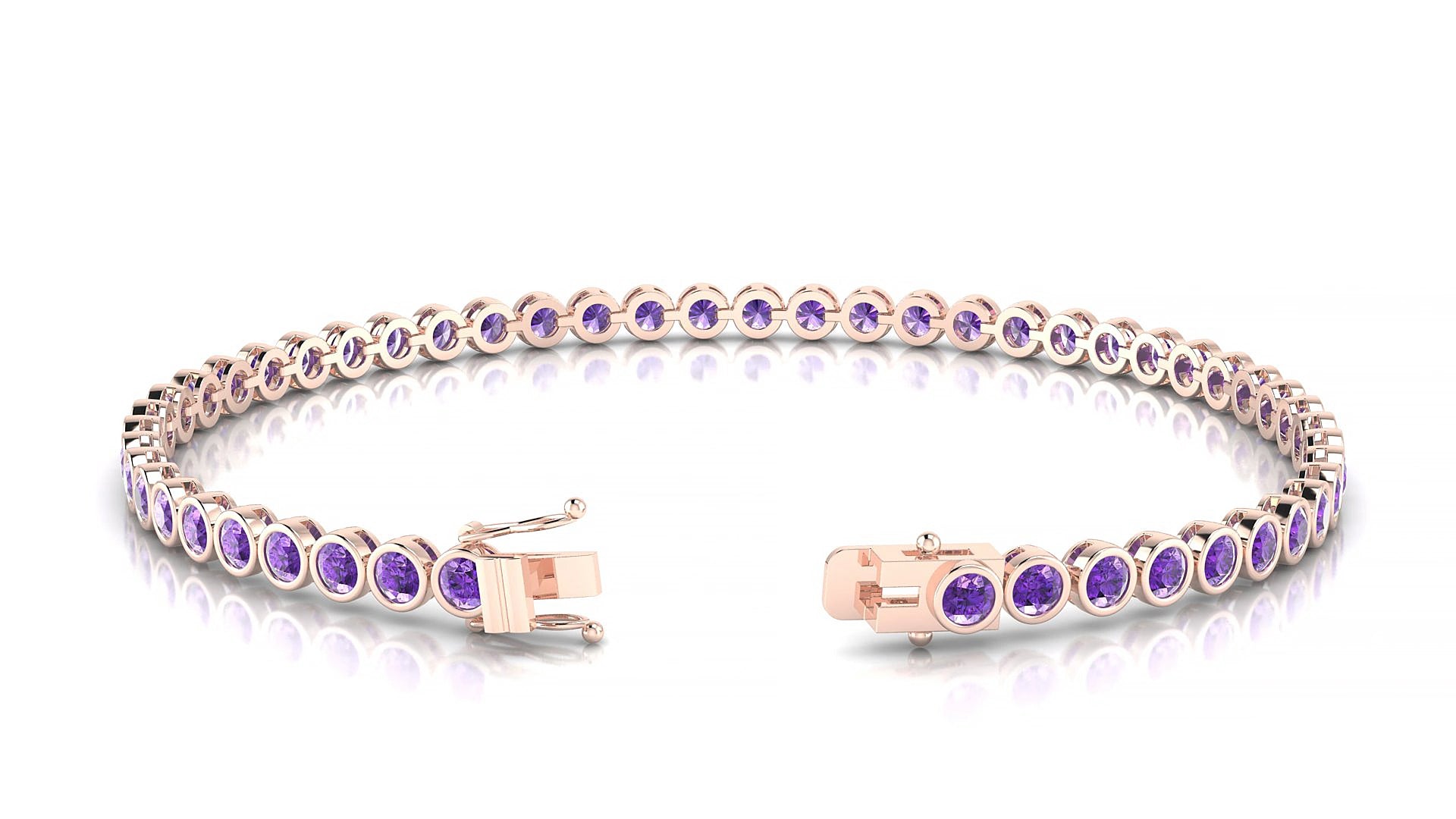 Avila | 18k Rose Gold 2.5 mm Round Natural Amethyst 16 cm Tennis Bracelet