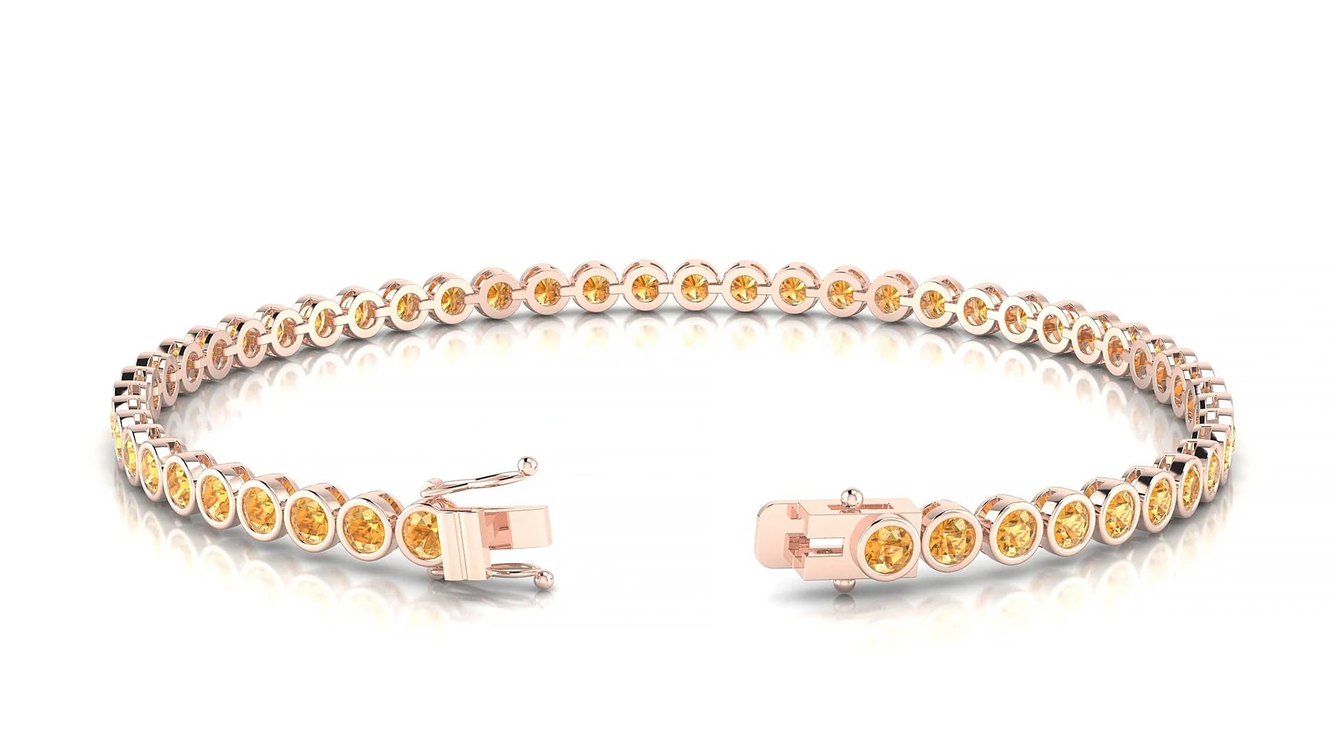 Avila | 18k Rose Gold 2.5 mm Round Natural Citrine Tennis Bracelet