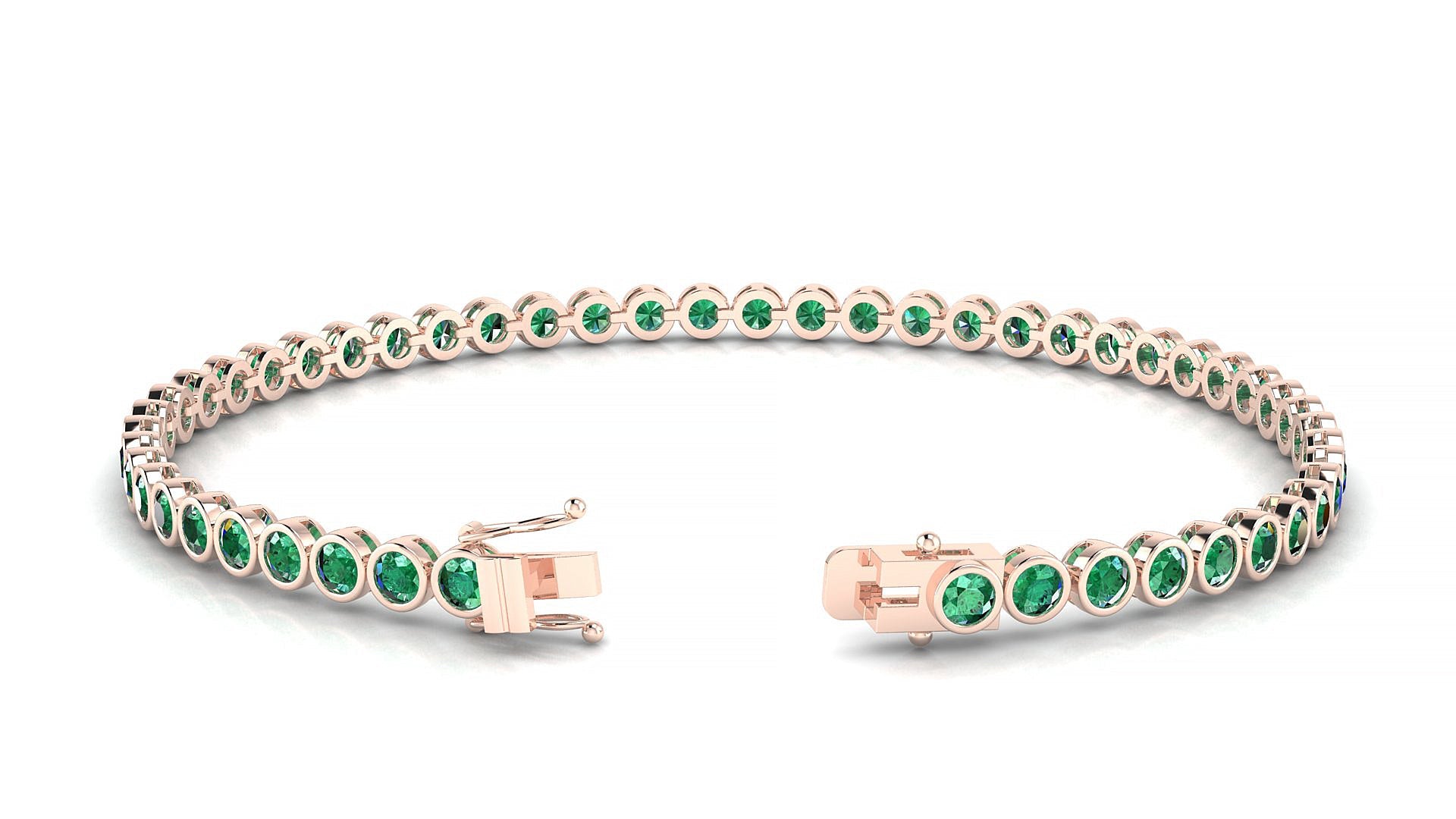 Avila | 18k Rose Gold 2.5 mm Round Natural Emerald Tennis Bracelet