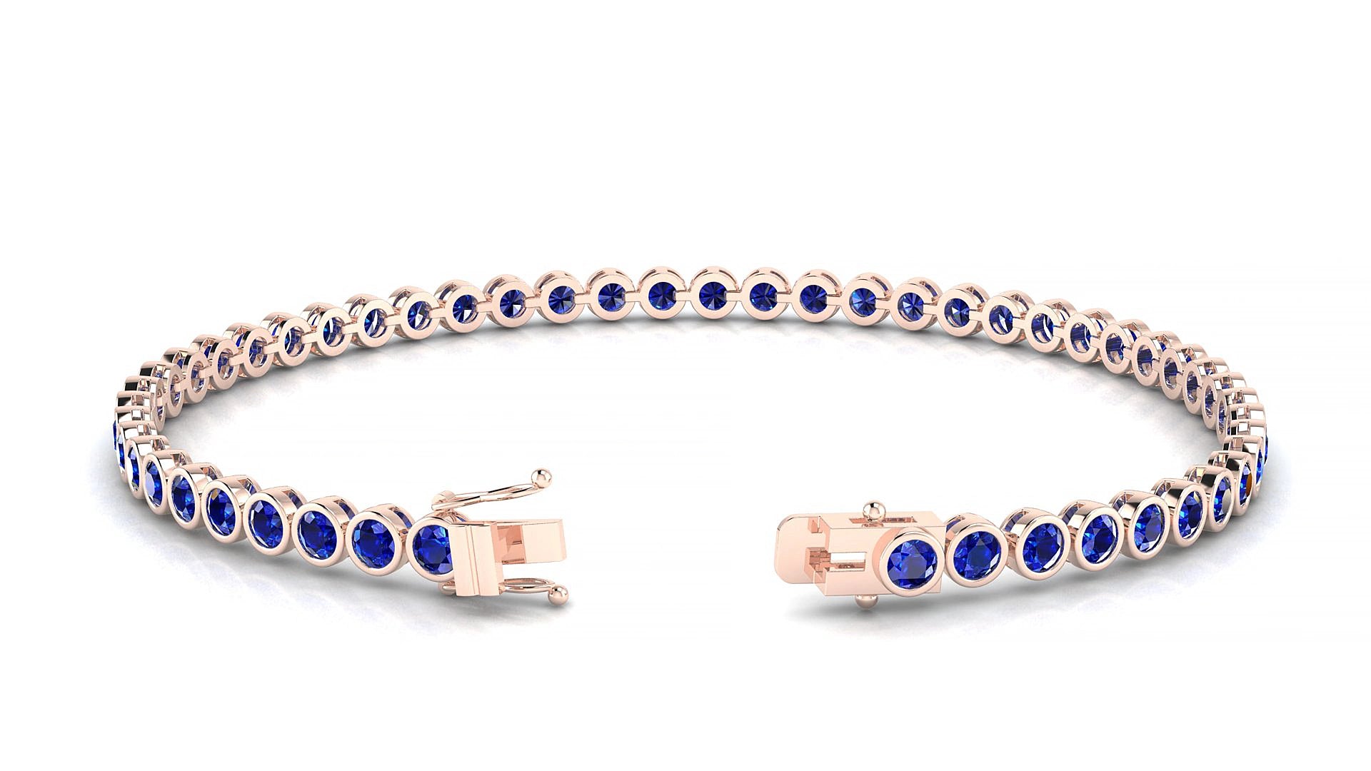 Avila | 18k Rose Gold 2.5 mm Round Natural Sapphire 19 cm Tennis Bracelet