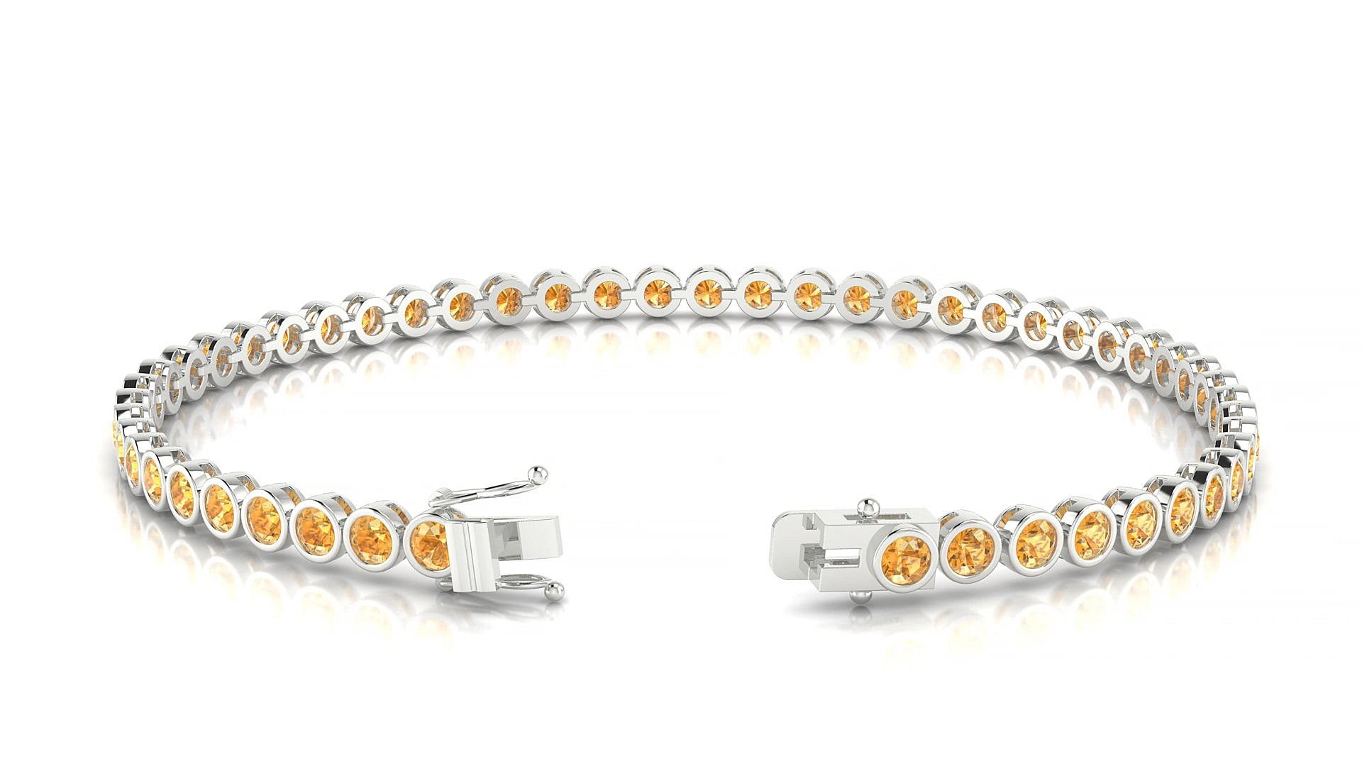 Avila | 18k White Gold 2.5 mm Round Natural Citrine 16 cm Tennis Bracelet