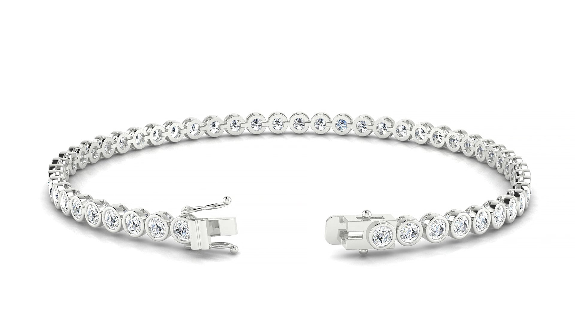 Avila | 18k White Gold 2.5 mm Round Natural Diamond 16 cm Tennis Bracelet