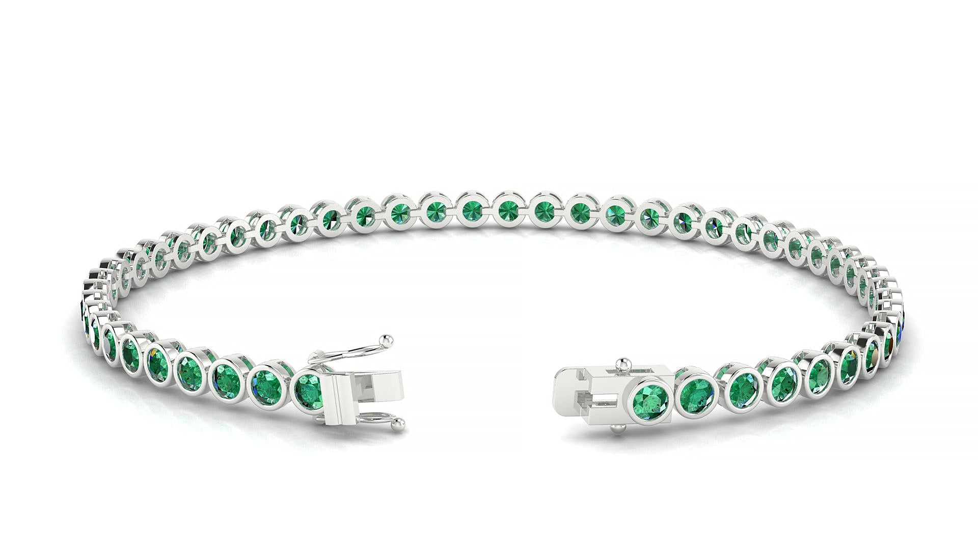 Avila | 18k White Gold 2.5 mm Round Natural Emerald Tennis Bracelet