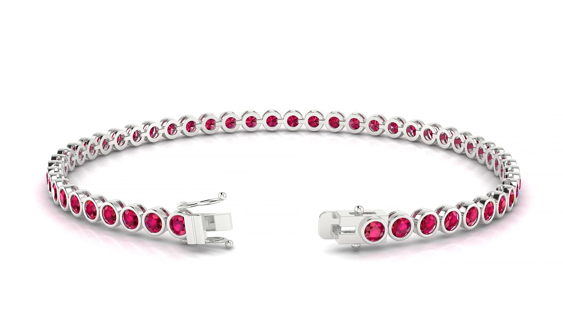 Avila | 18k White Gold 2.5 mm Round Natural Ruby 18 cm Tennis Bracelet