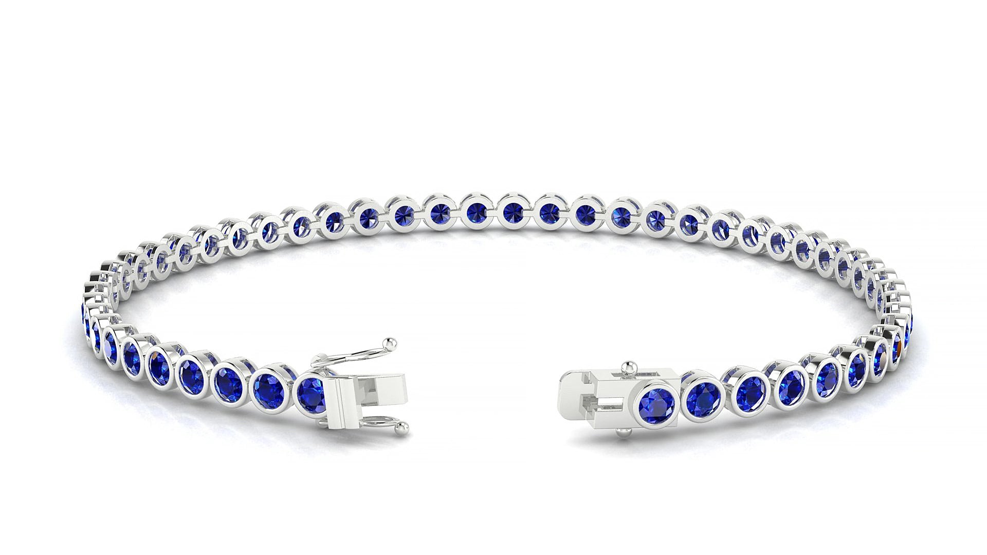 Avila | 18k White Gold 2.5 mm Round Natural Sapphire 15 cm Tennis Bracelet