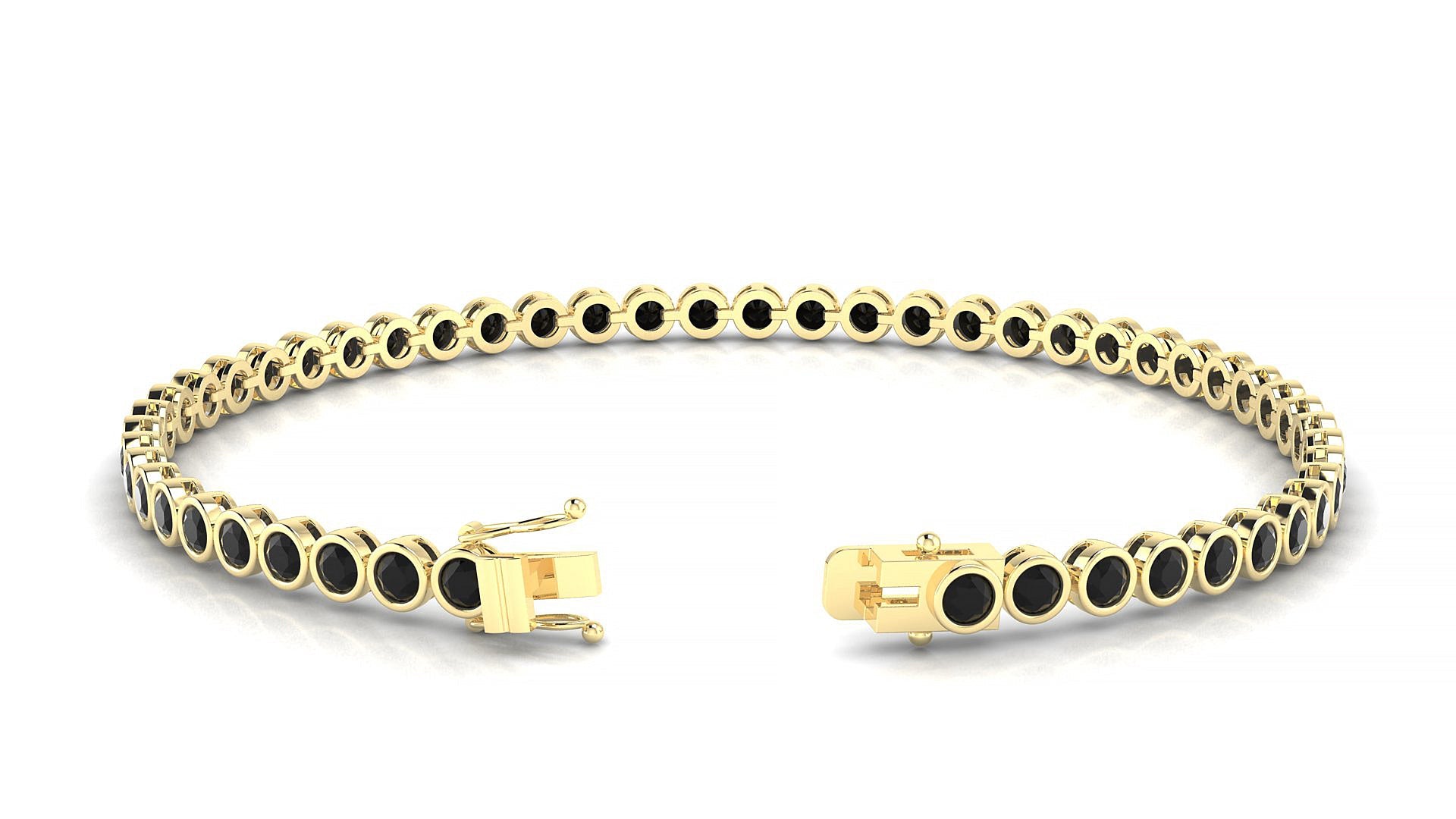 Avila | 18k Yellow Gold 2.5 mm Round Natural Black Diamond Tennis Bracelet