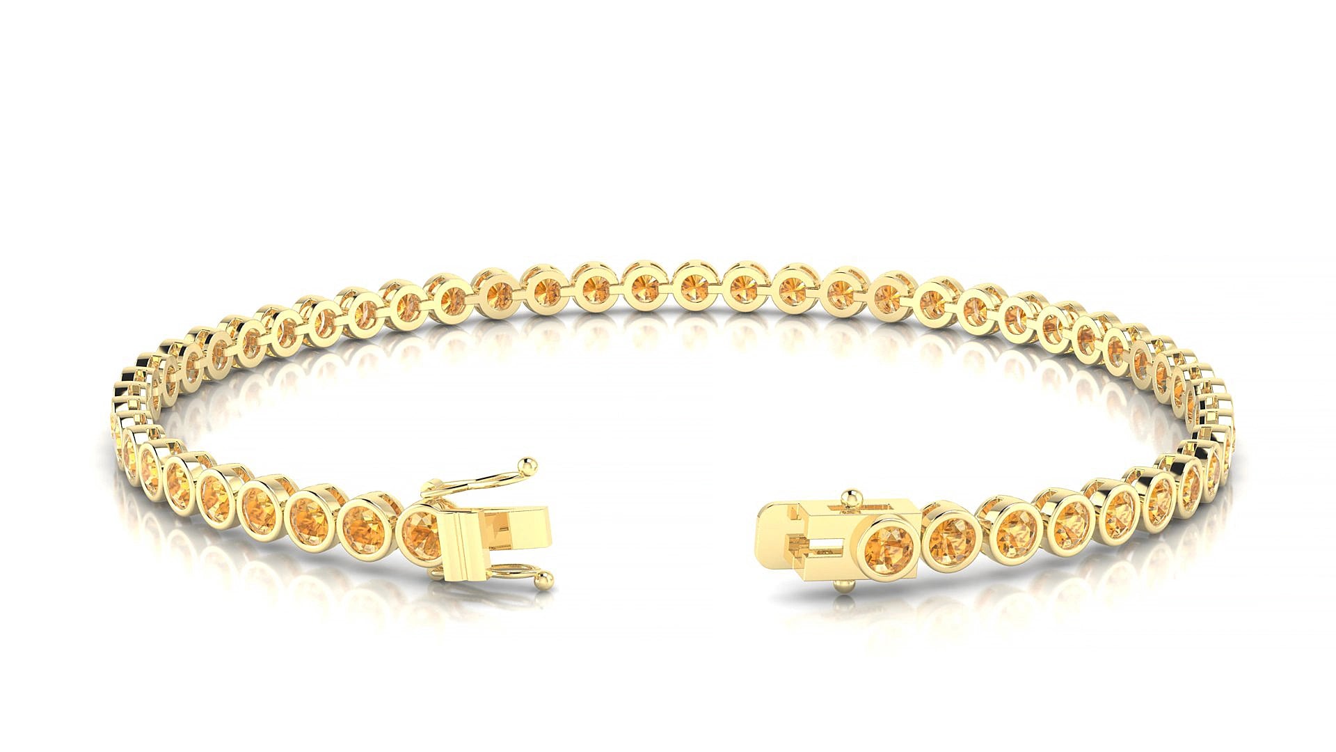 Avila | 18k Yellow Gold 2.5 mm Round Natural Citrine 19 cm Tennis Bracelet