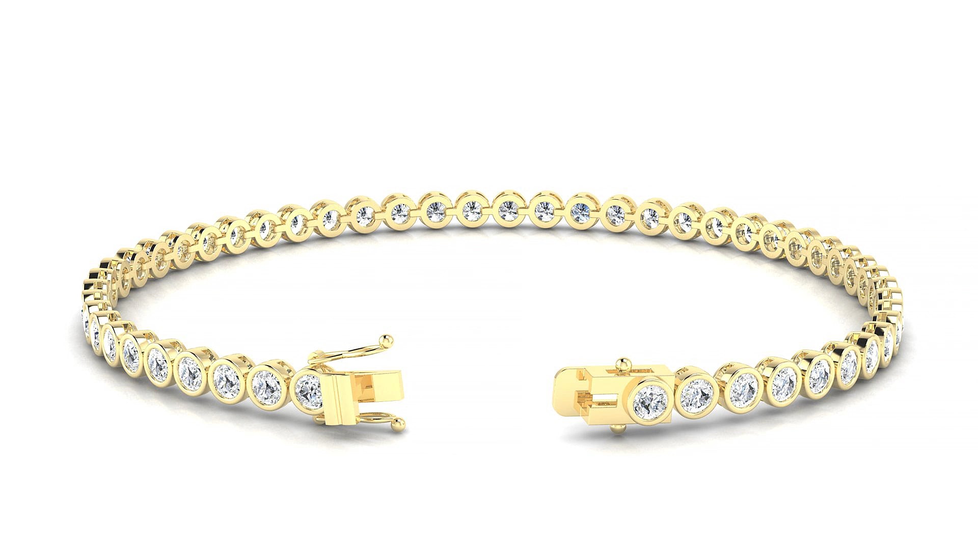 Avila | 18k Yellow Gold 2.5 mm Round Natural Diamond 17 cm Tennis Bracelet