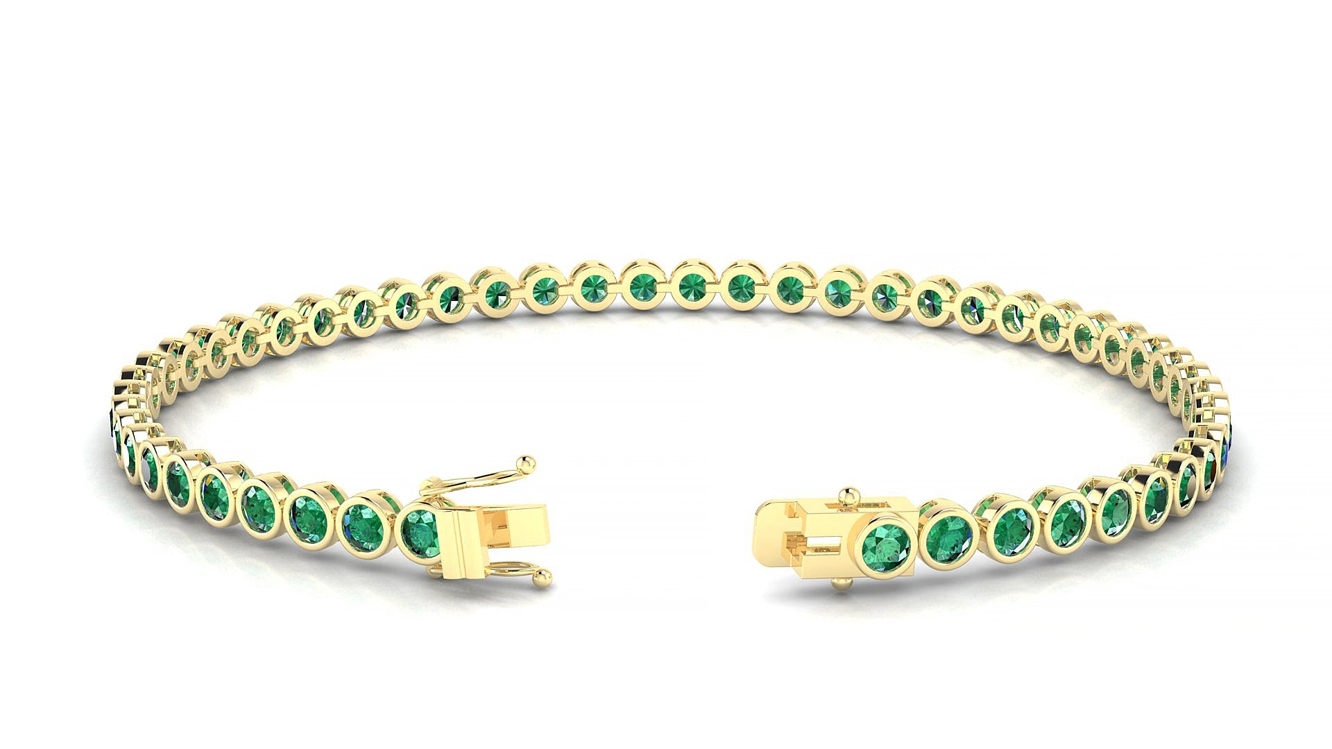 Avila | 18k Yellow Gold 2.5 mm Round Natural Emerald 18 cm Tennis Bracelet